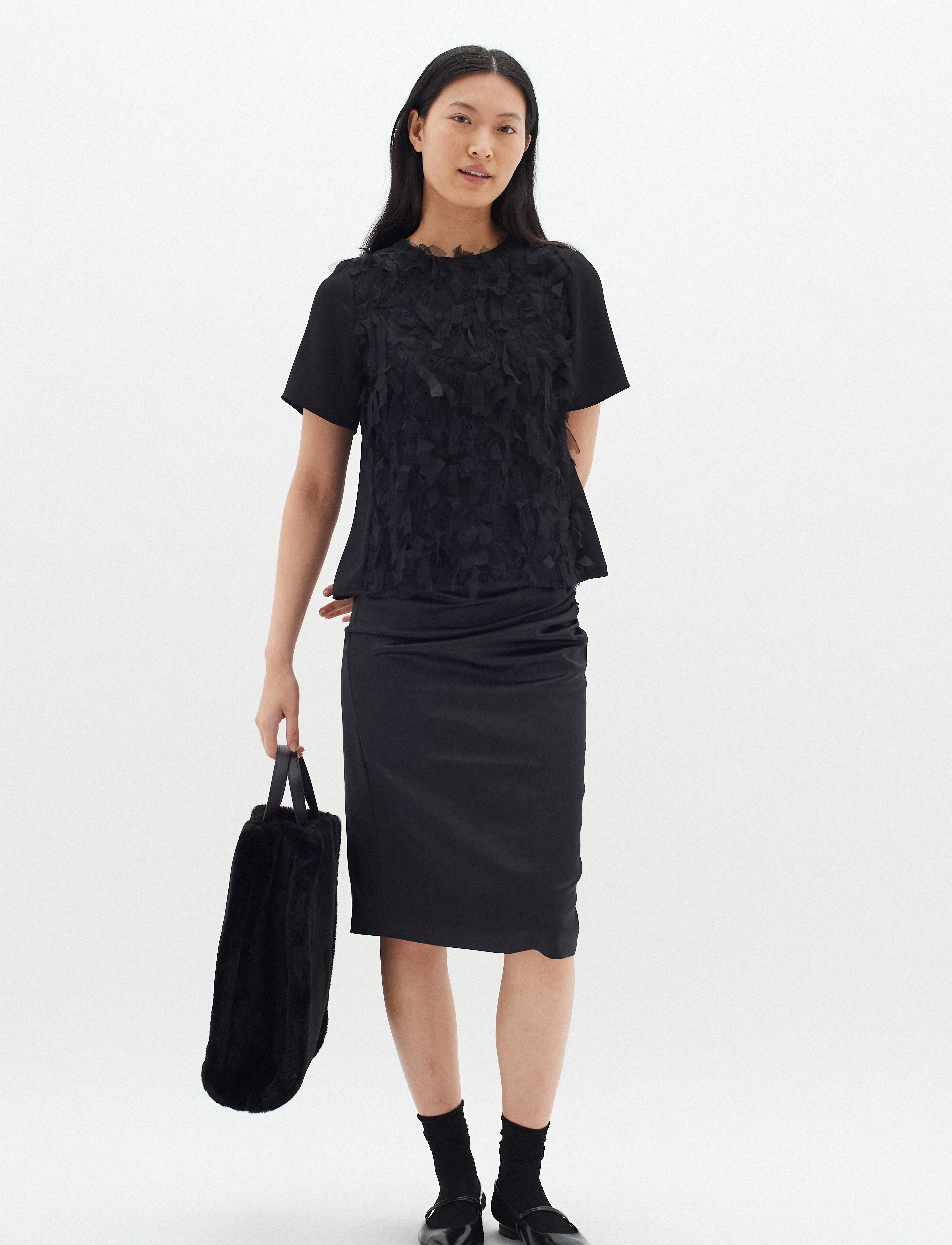 InWear - ZilkyIW Drape Skirt - midi nederdele - black - 3
