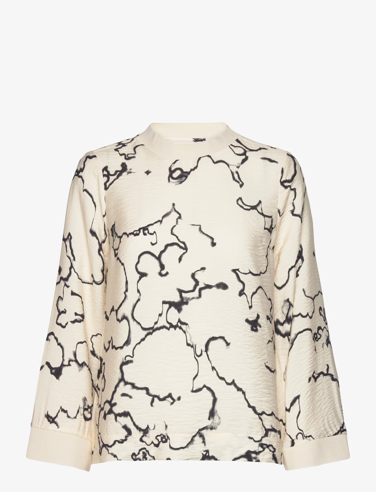 InWear - CaitIW Rib Blouse - long-sleeved blouses - big vanilla artistic sky - 0