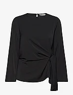 CadenzaIW Drape Blouse - BLACK