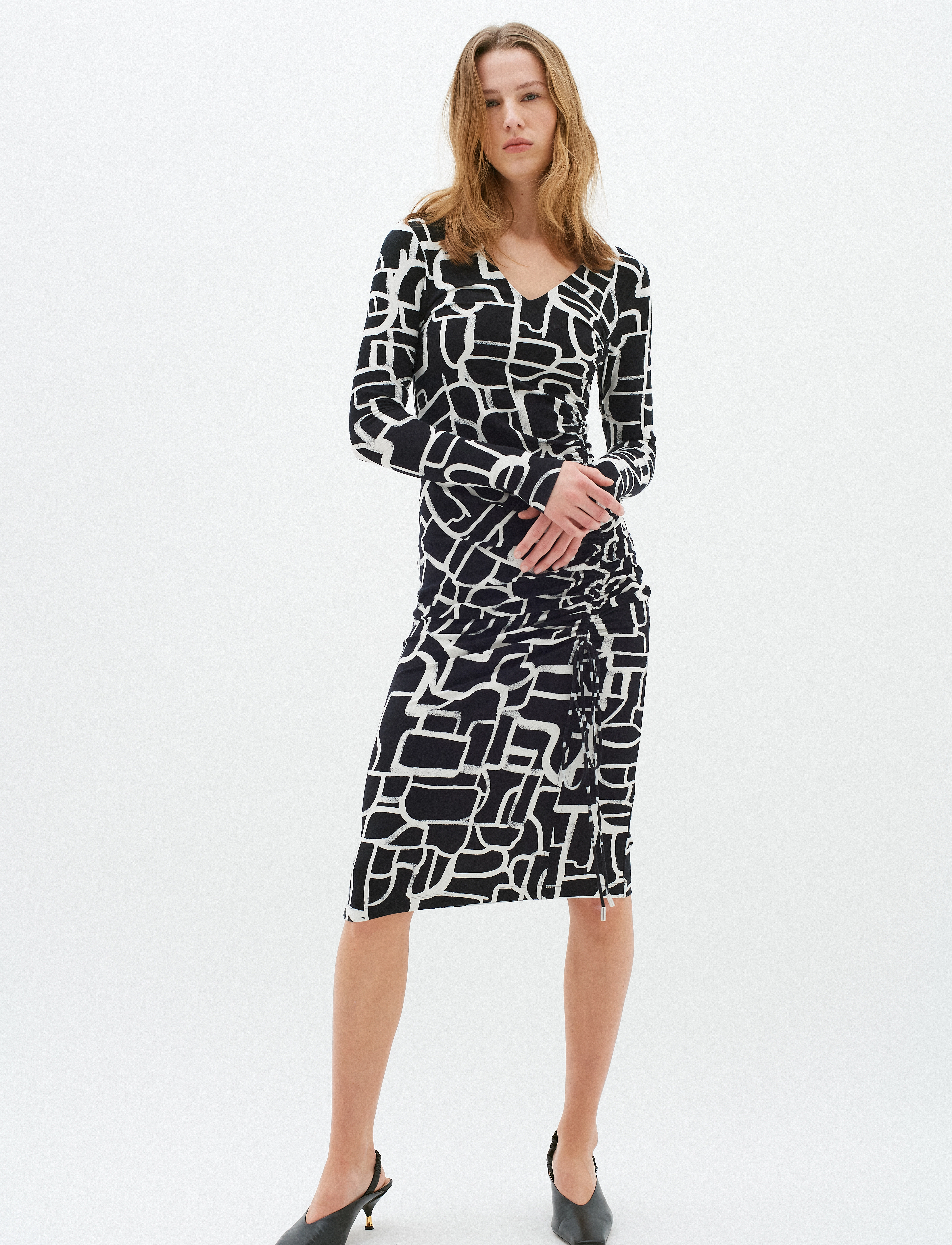 InWear - Phylicia IW Dress - midi kjoler - black collage - 3