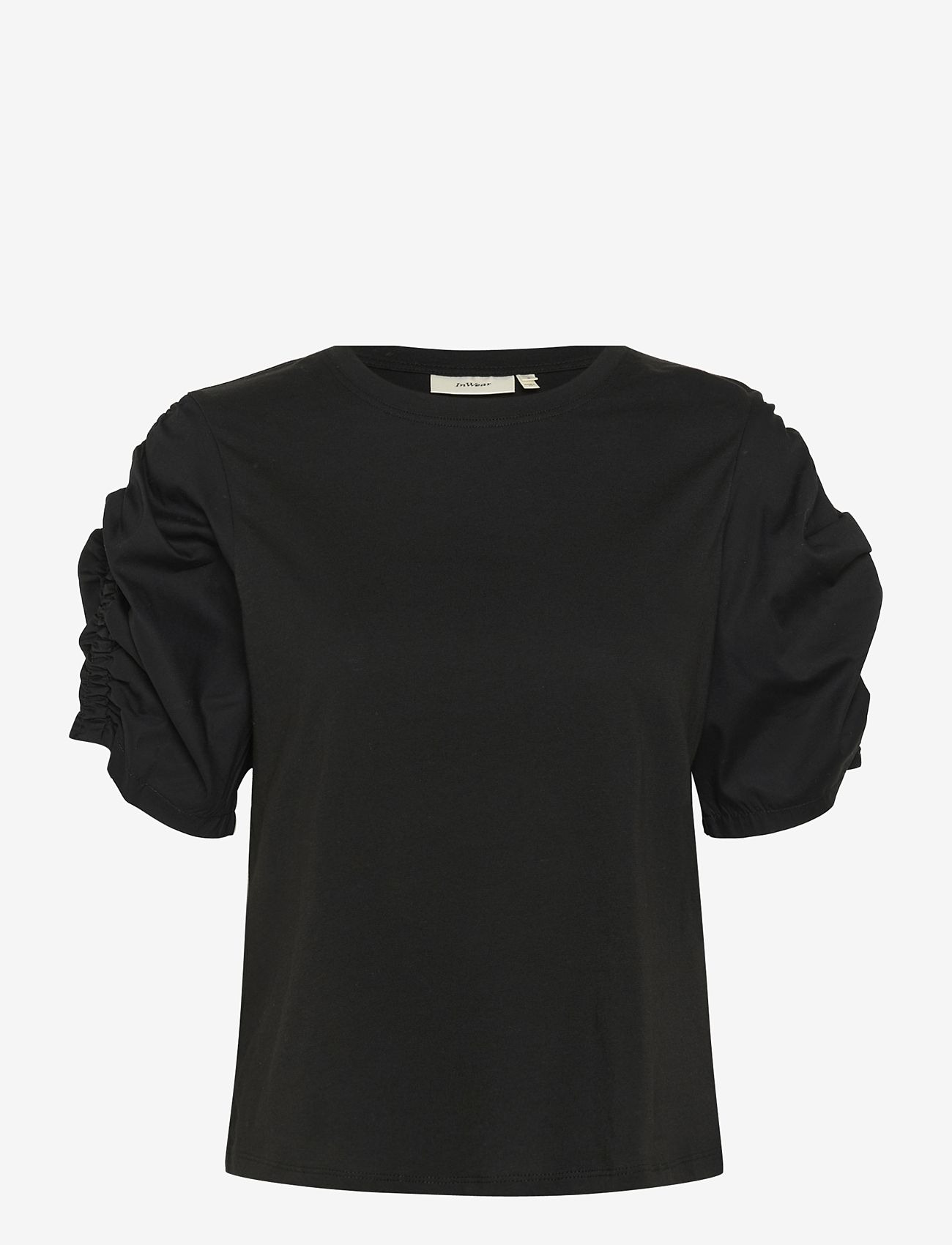 InWear - PayanaIW woven trim Tshirt - t-shirts - black - 1