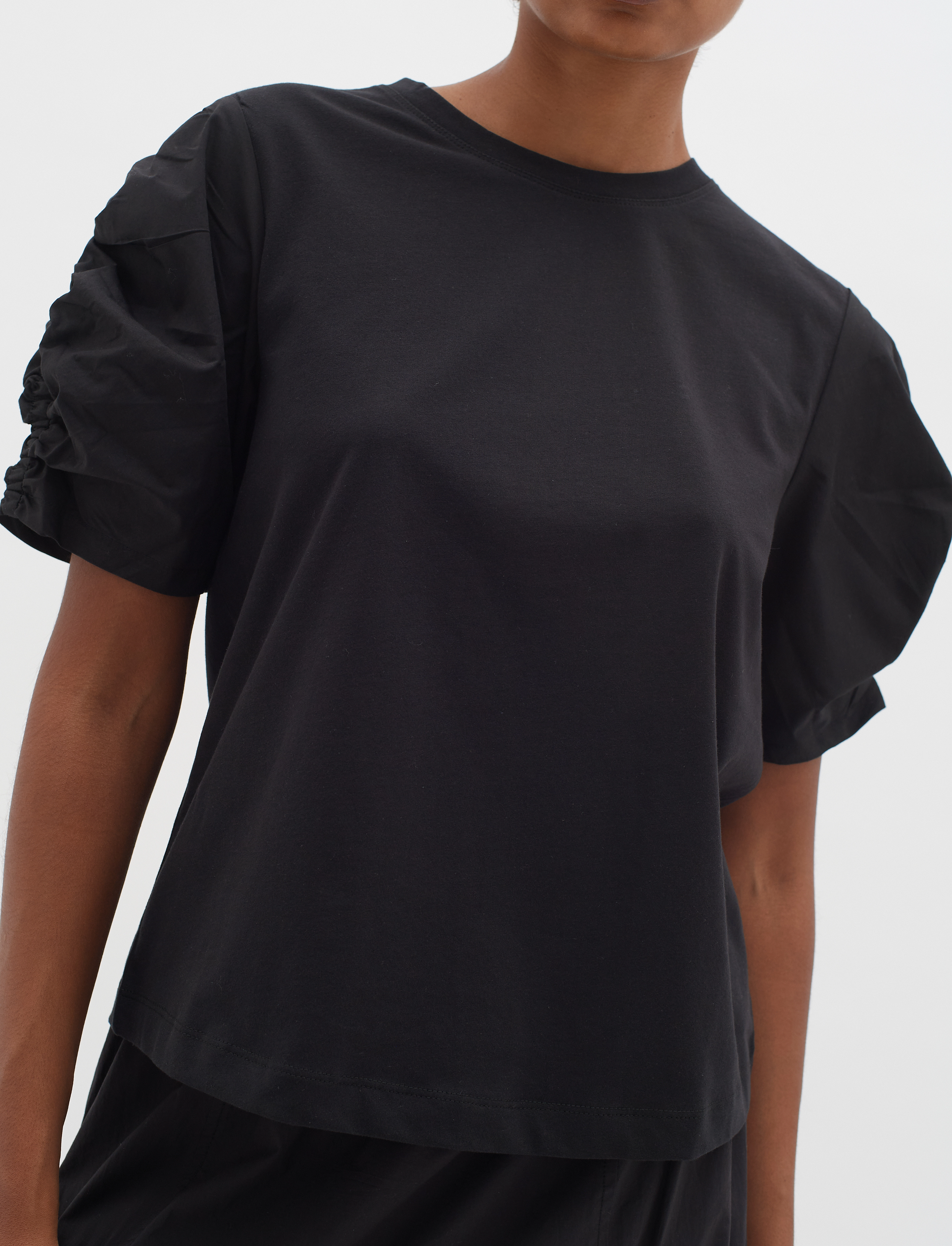 InWear - PayanaIW woven trim Tshirt - t-shirts - black - 3