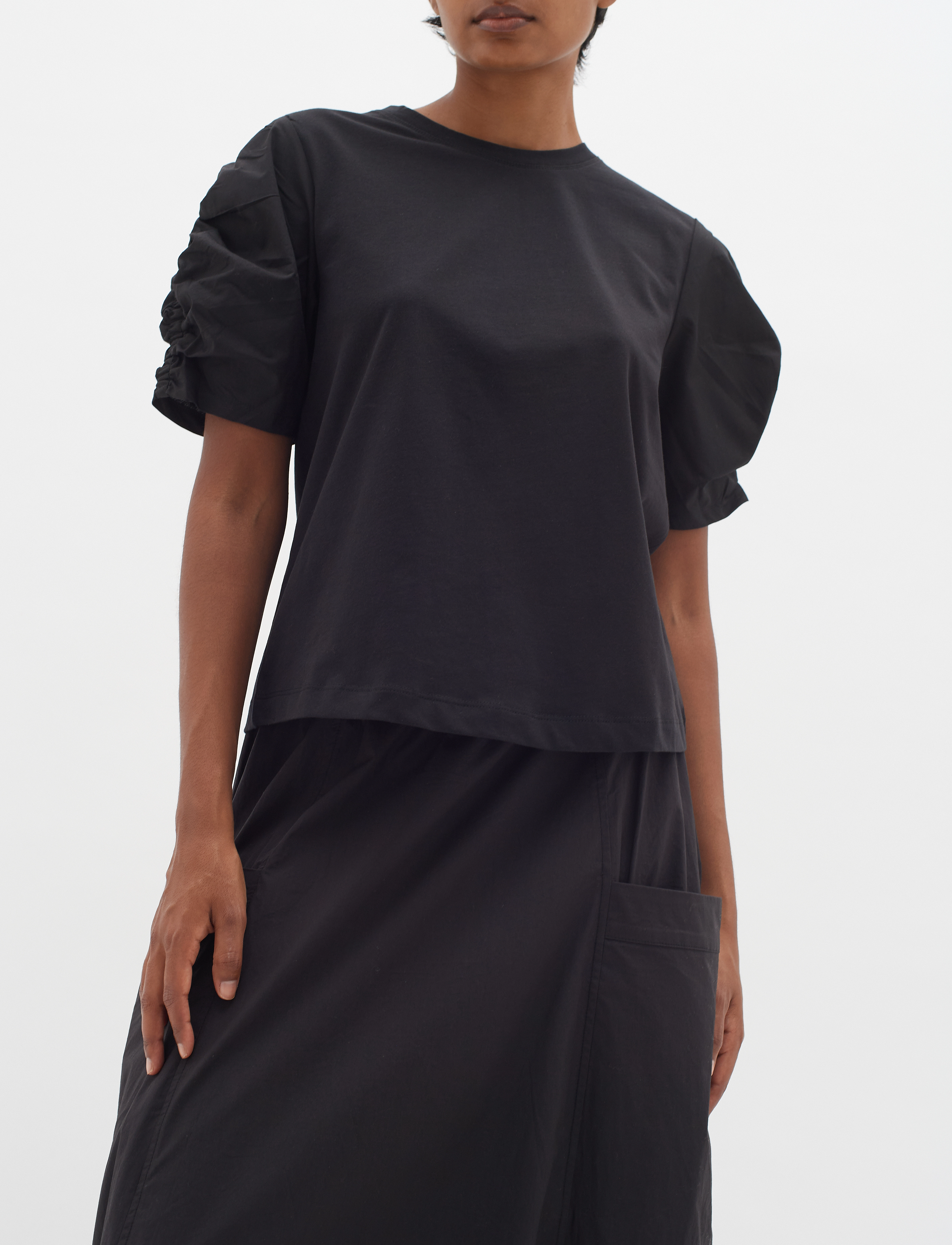 InWear - PayanaIW woven trim Tshirt - t-shirts - black - 5