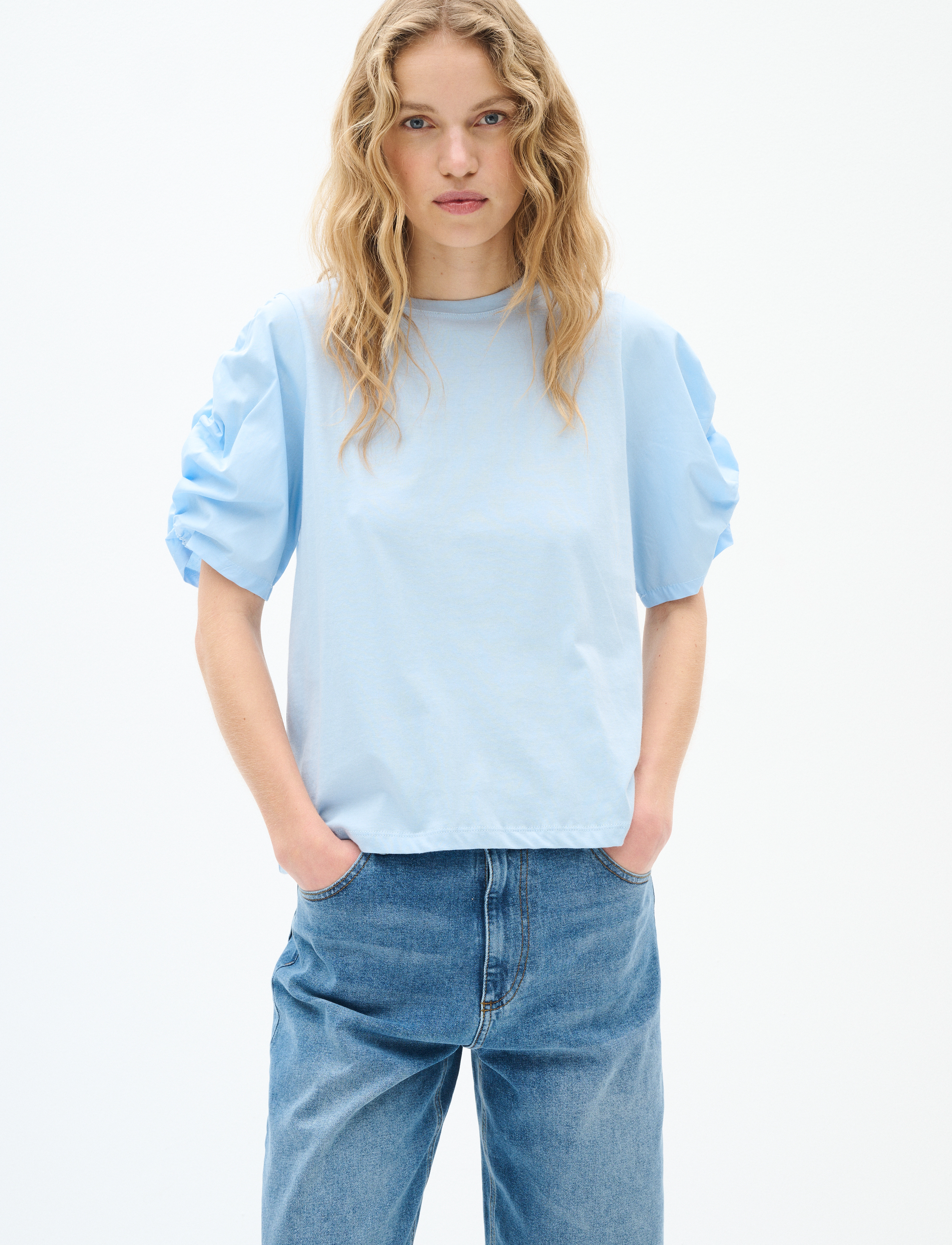 InWear PayanaIW woven trim Tshirt - T-skjorter - WINDSURFER / blue