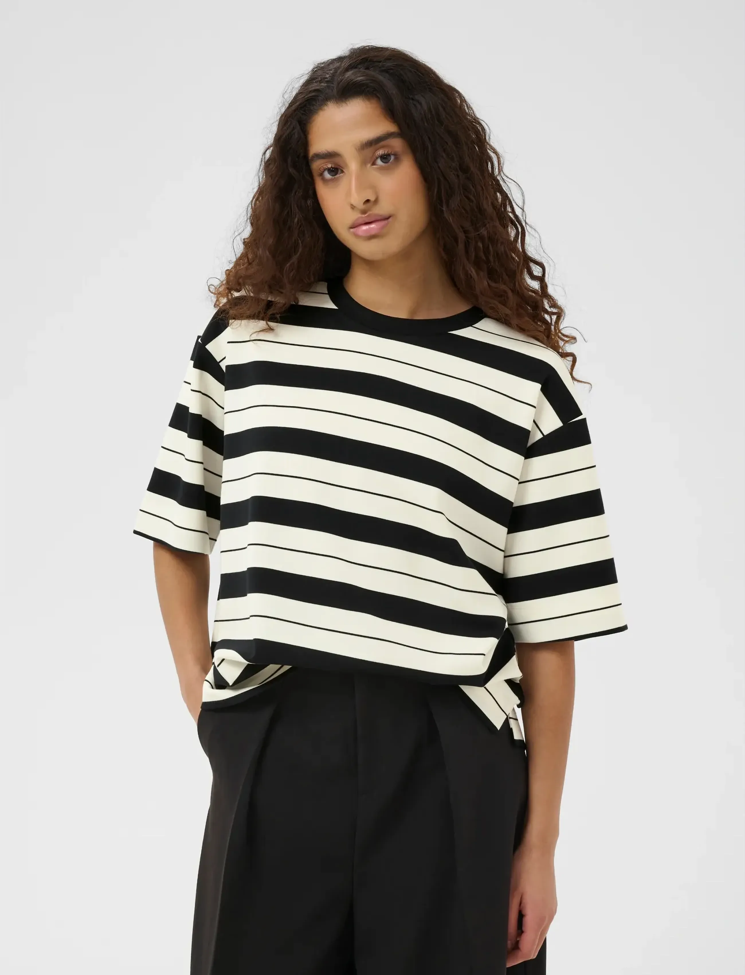 InWear PannieIW Oversize Tshirt - InWear - WHISPER W/B LARGE STRIPES / black