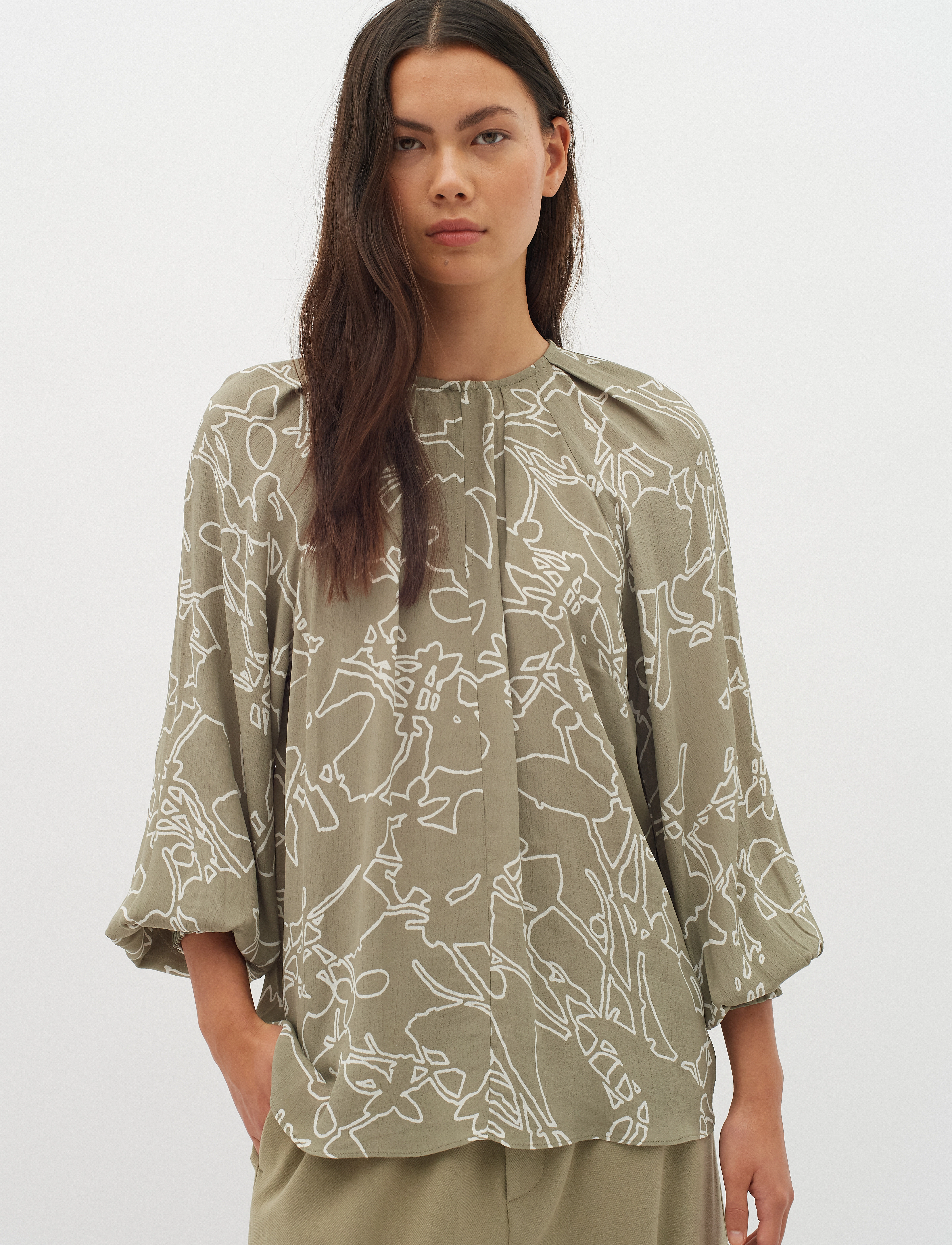 InWear - BaitiIW Blouse - langärmlige blusen - pinetree silhuette lines - 0