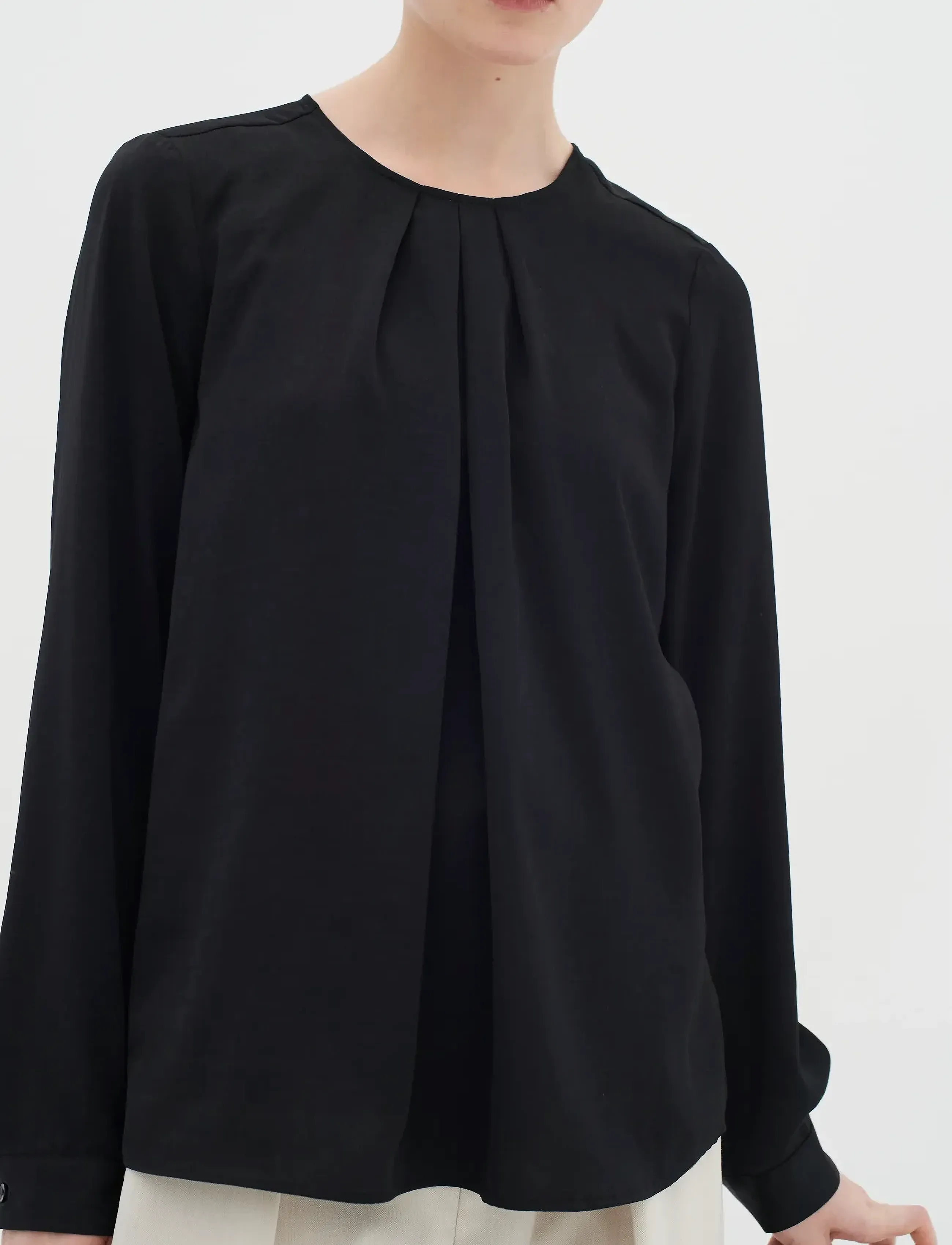 InWear Dotaiw Pleat Blouse, 36, Black, Bluser > Langærmede, Dame