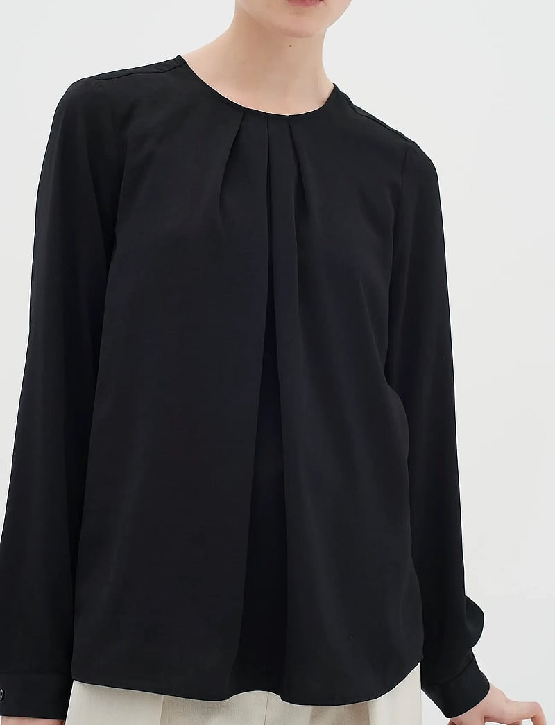 InWear - DotaIW Pleat Blouse - langærmede bluser - black - 0