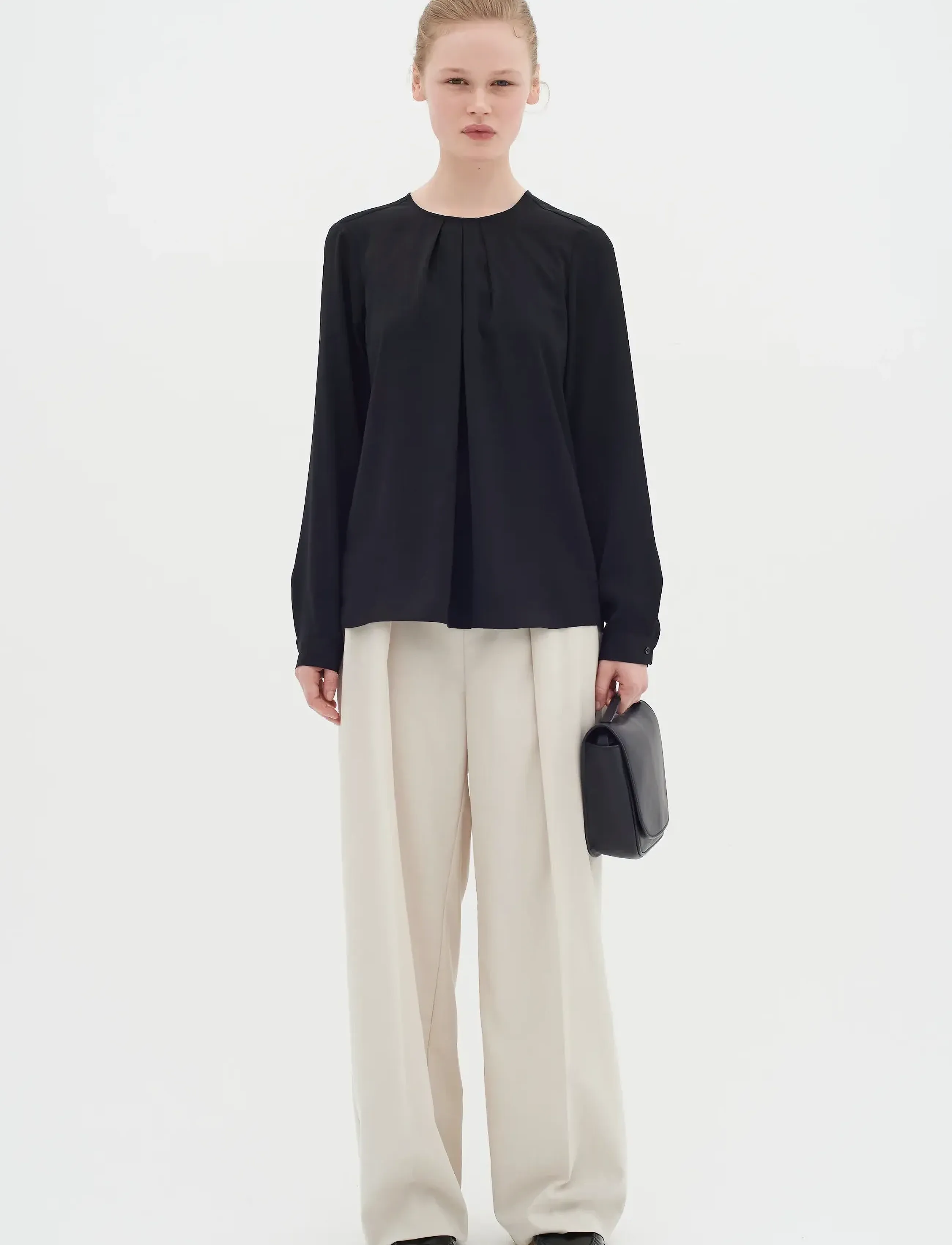 InWear - DotaIW Pleat Blouse - pitkähihaiset puserot - black - 3