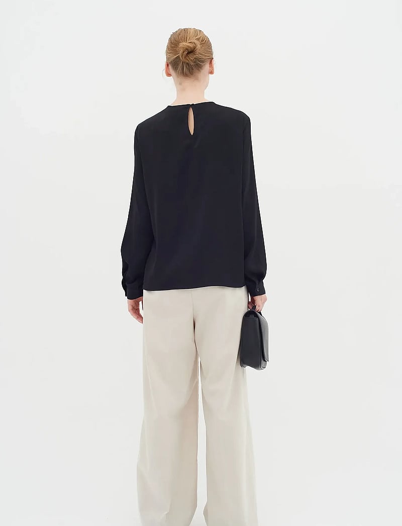 InWear - DotaIW Pleat Blouse - langærmede bluser - black - 4