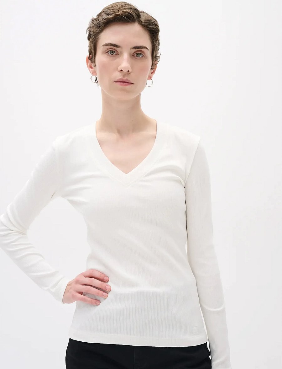 InWear - DagnaIW V-Neck LS - langärmlige tops - whisper white - 0