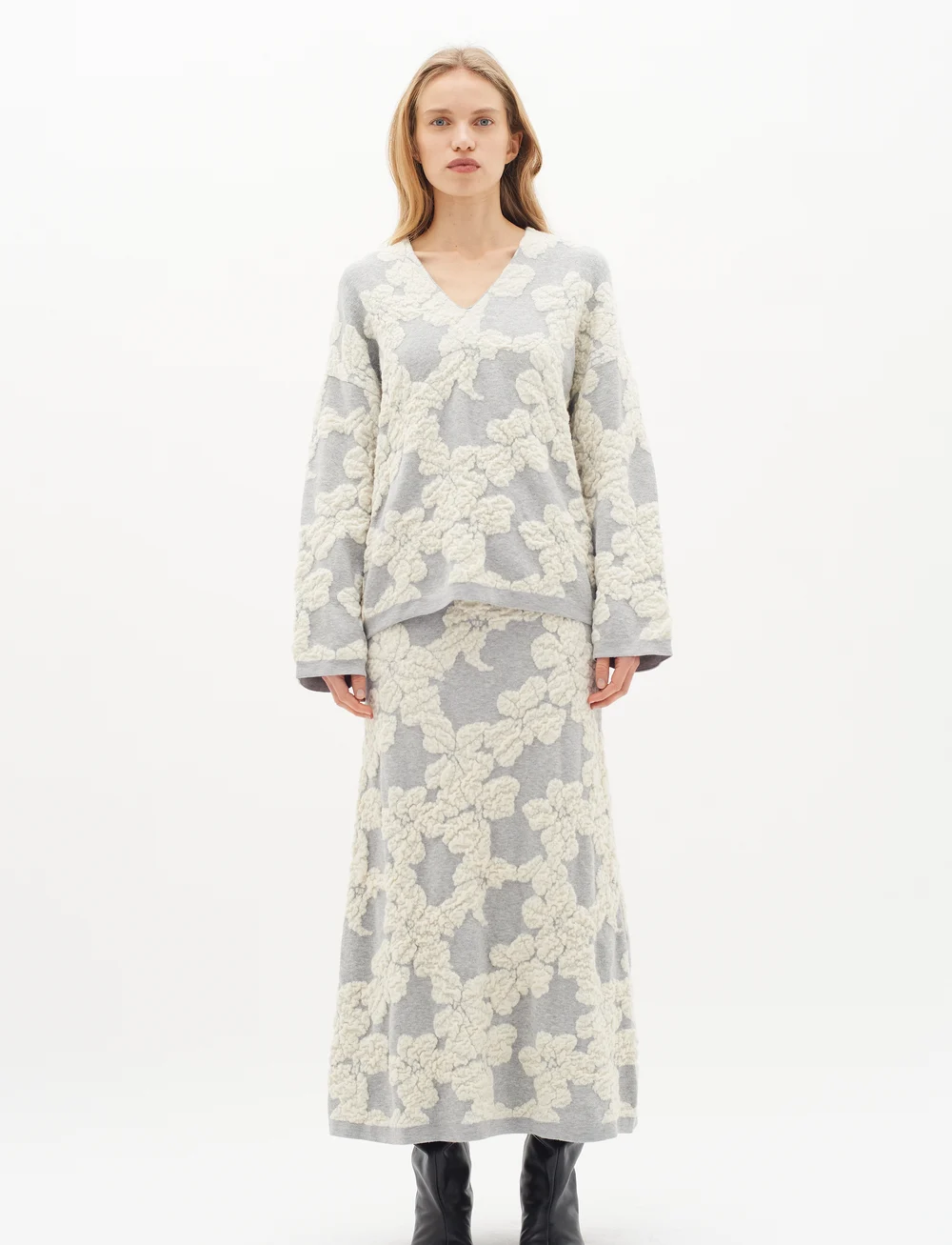 InWear - JianaIW skirt - strikkede nederdele - vanilla jacquard cutout flower - 3