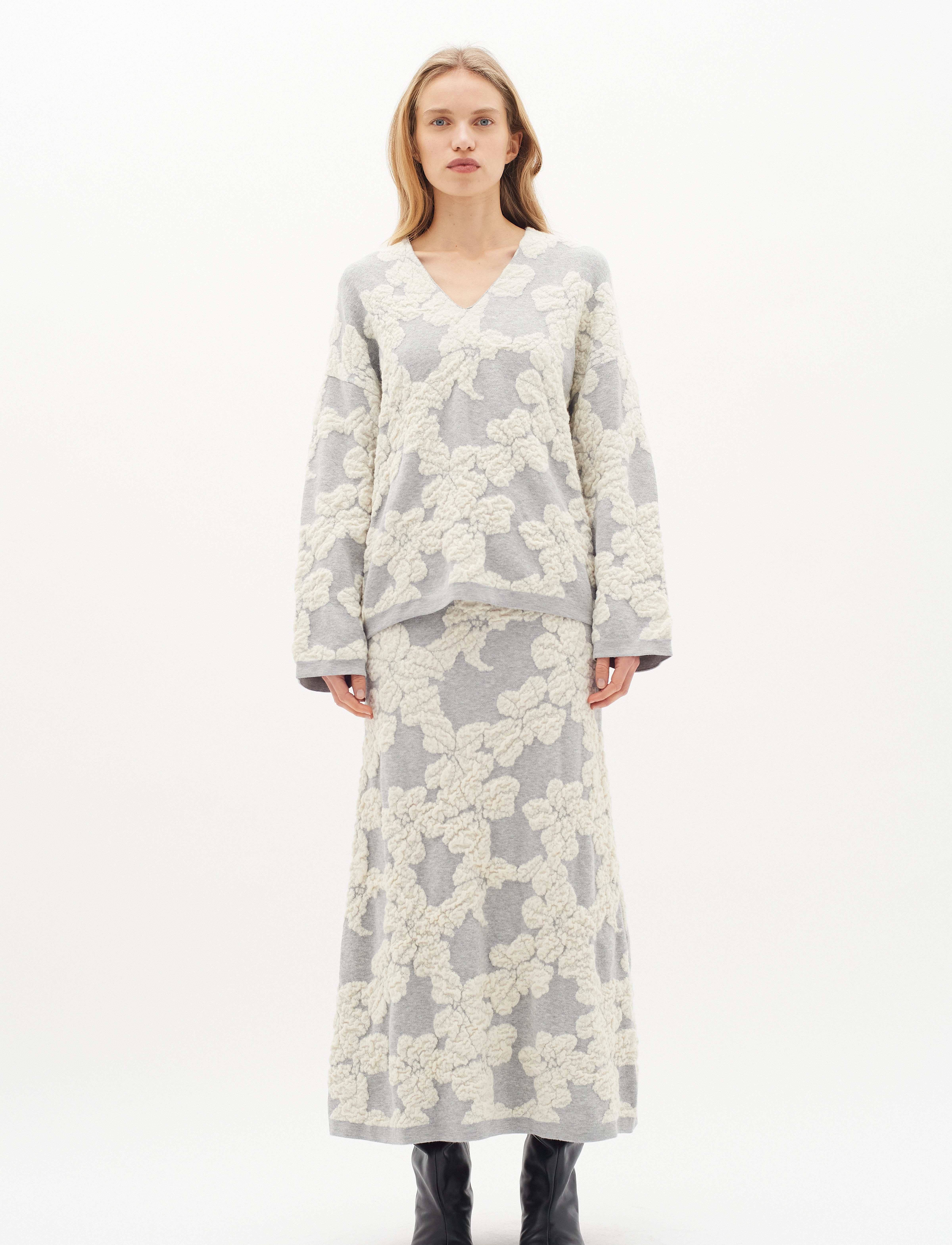 InWear - JianaIW skirt - strikkede nederdele - vanilla jacquard cutout flower - 3