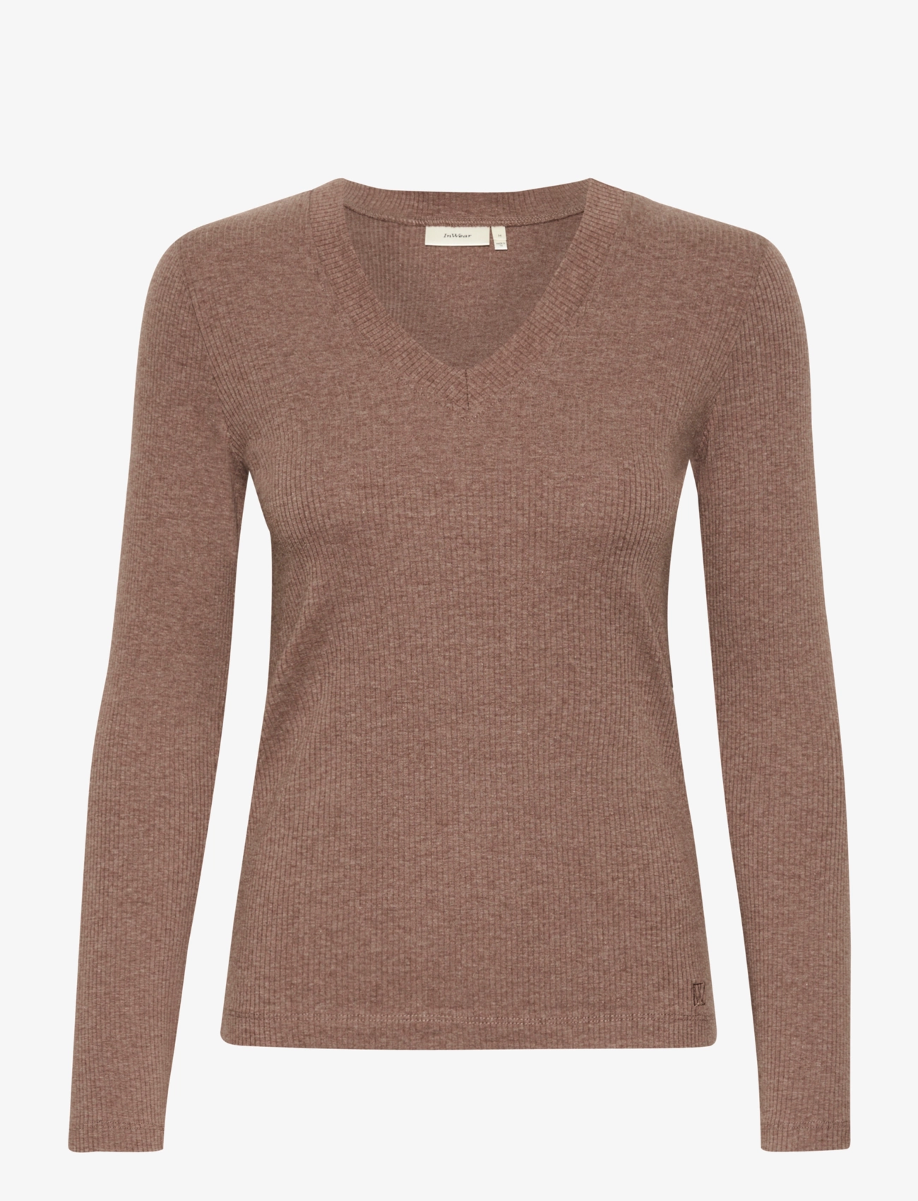 InWear - DagnaIW Melange V-Neck LS - brown puce melange - 1