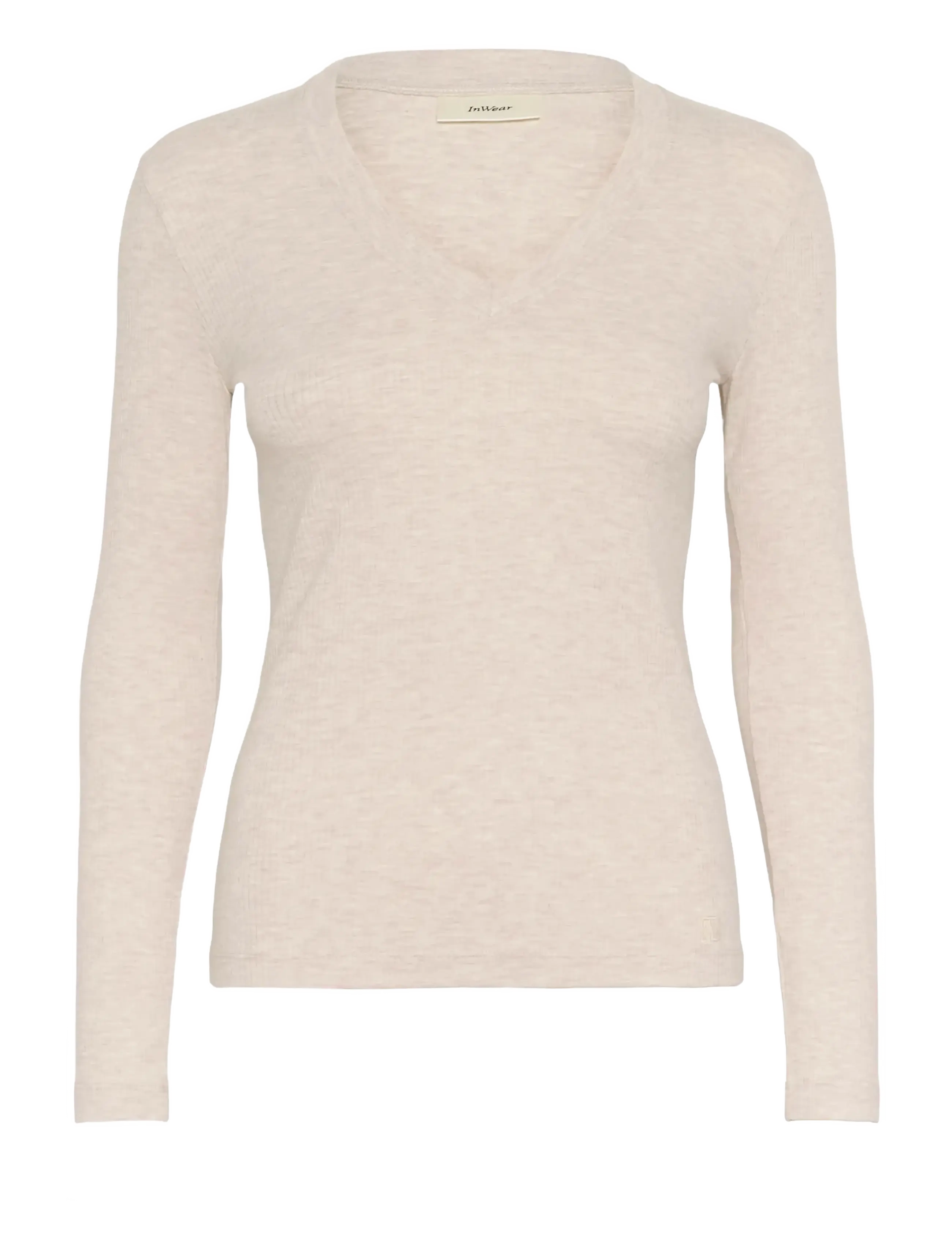 InWear DagnaIW Melange V-Neck LS - T-shirts & Toppe - ECRU / cream