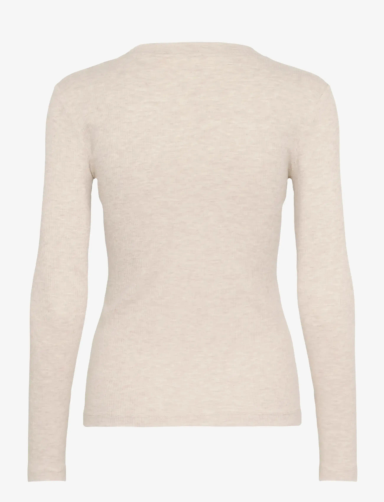 InWear - DagnaIW Melange V-Neck LS - long-sleeved tops - ecru - 1