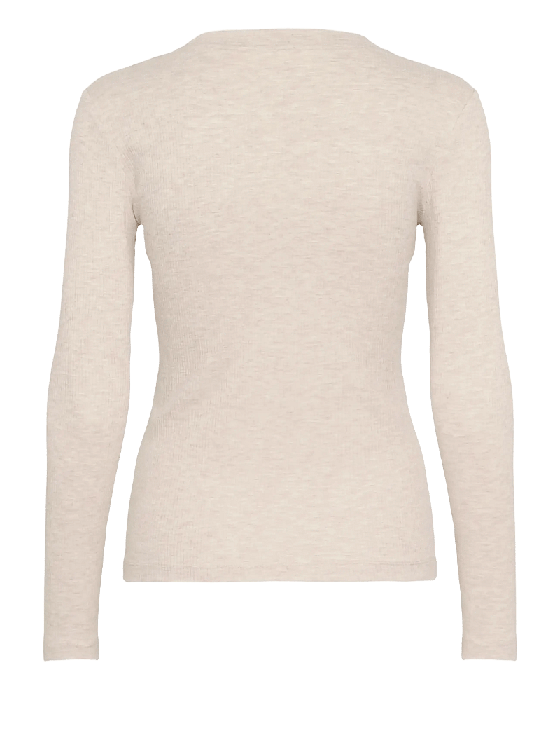 InWear - DagnaIW Melange V-Neck LS - langärmlige tops - ecru - 1
