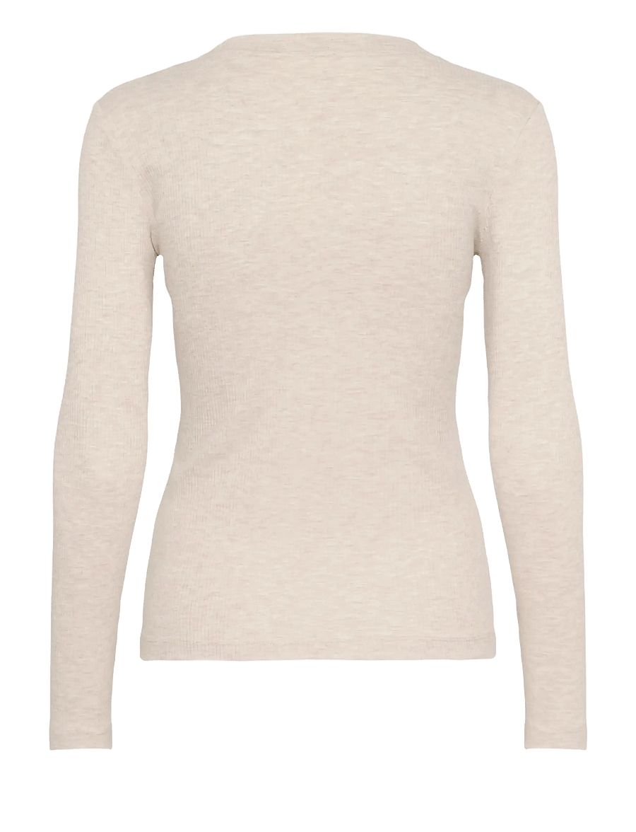 InWear - DagnaIW Melange V-Neck LS - langärmlige tops - ecru - 1