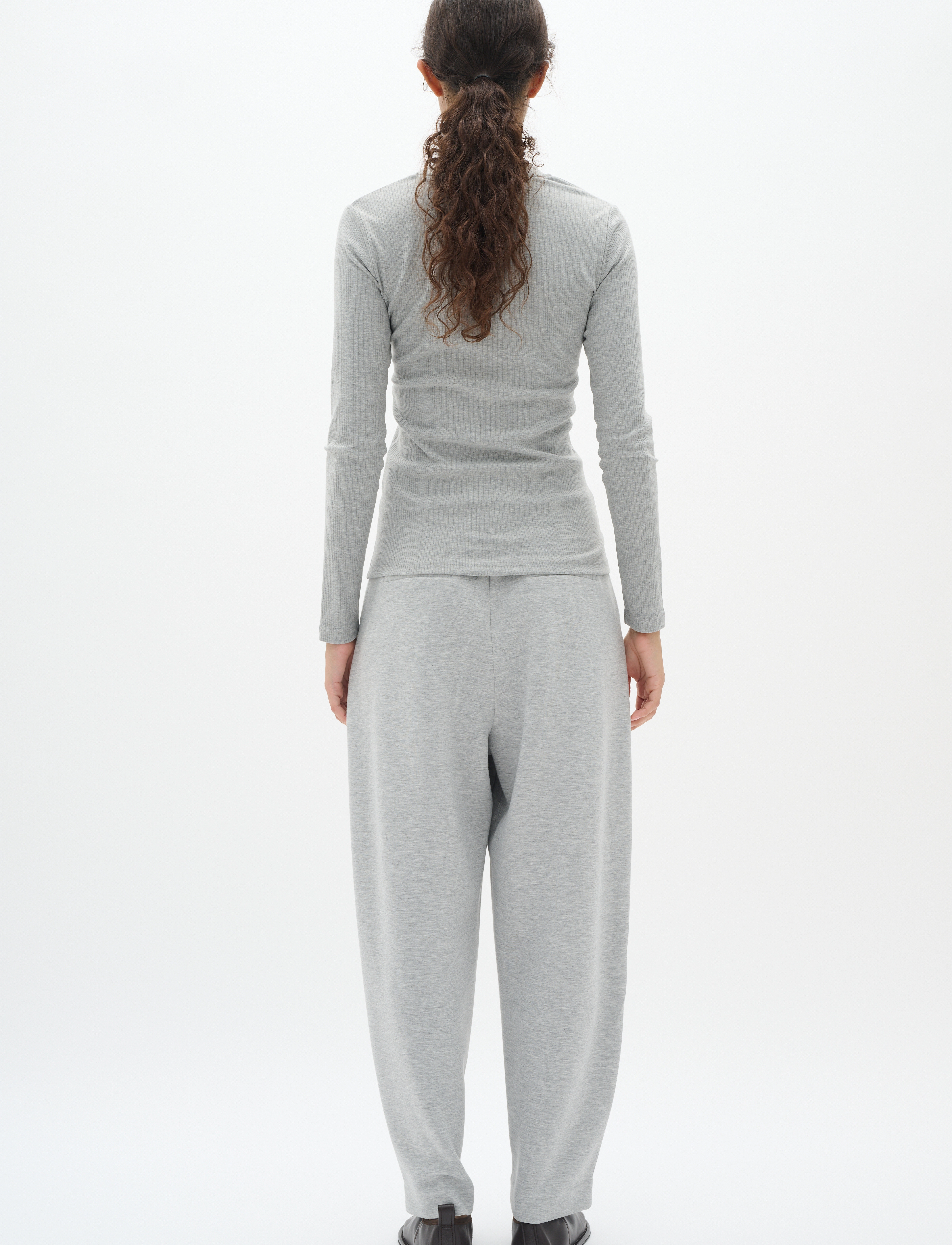 InWear - DagnaIW Melange V-Neck LS - langärmlige tops - granite melange - 4