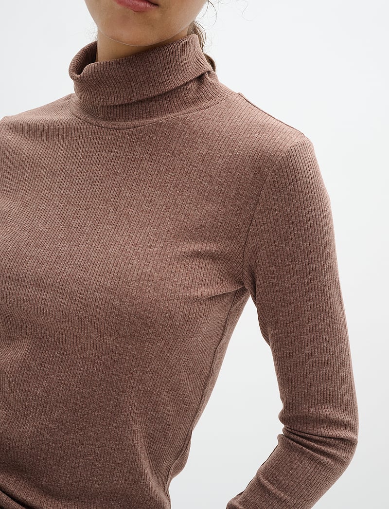 InWear - DagnaIW Rollneck Melange LS - langärmlige tops - brown puce melange - 5