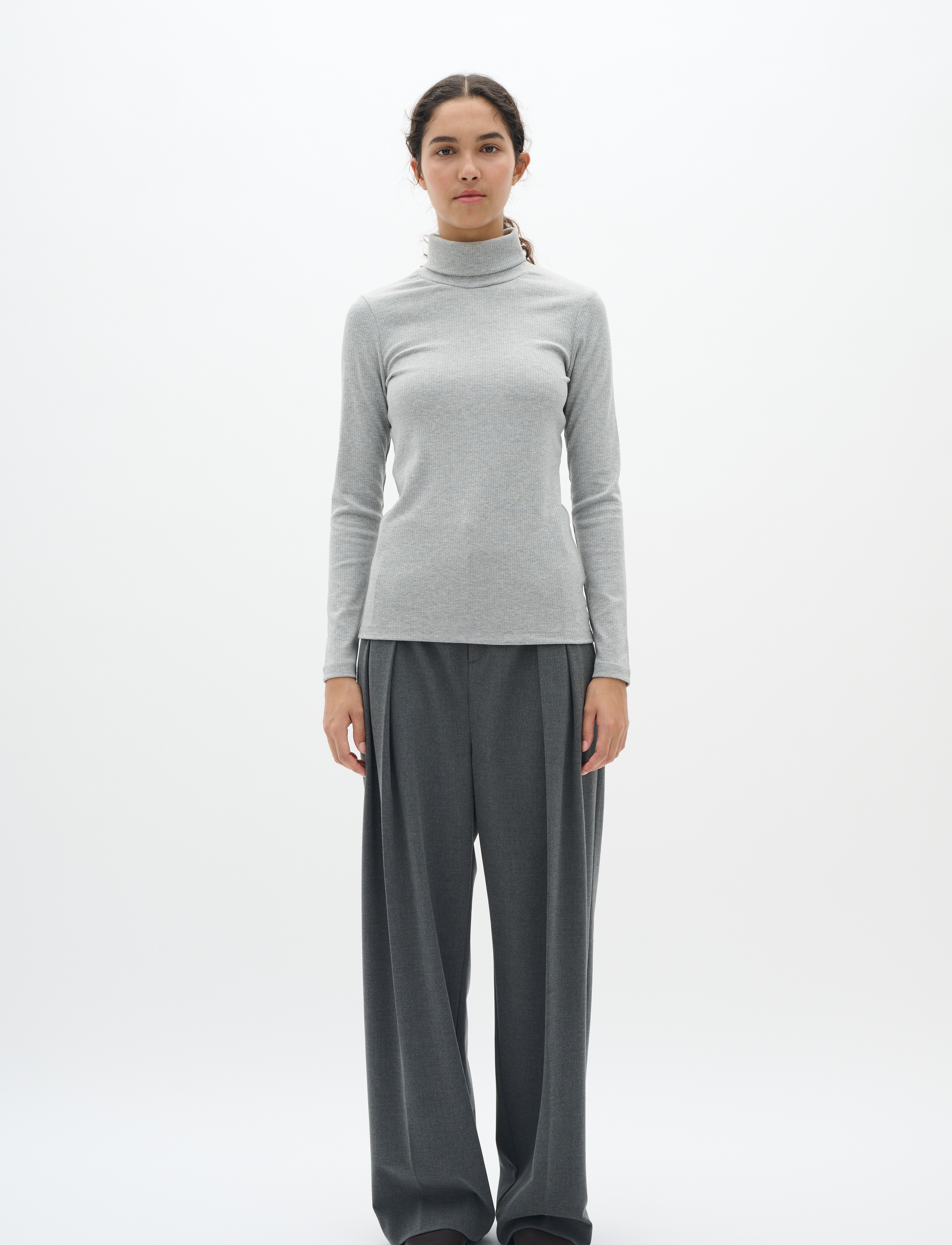 InWear - DagnaIW Rollneck Melange LS - langærmede toppe - granite melange - 3
