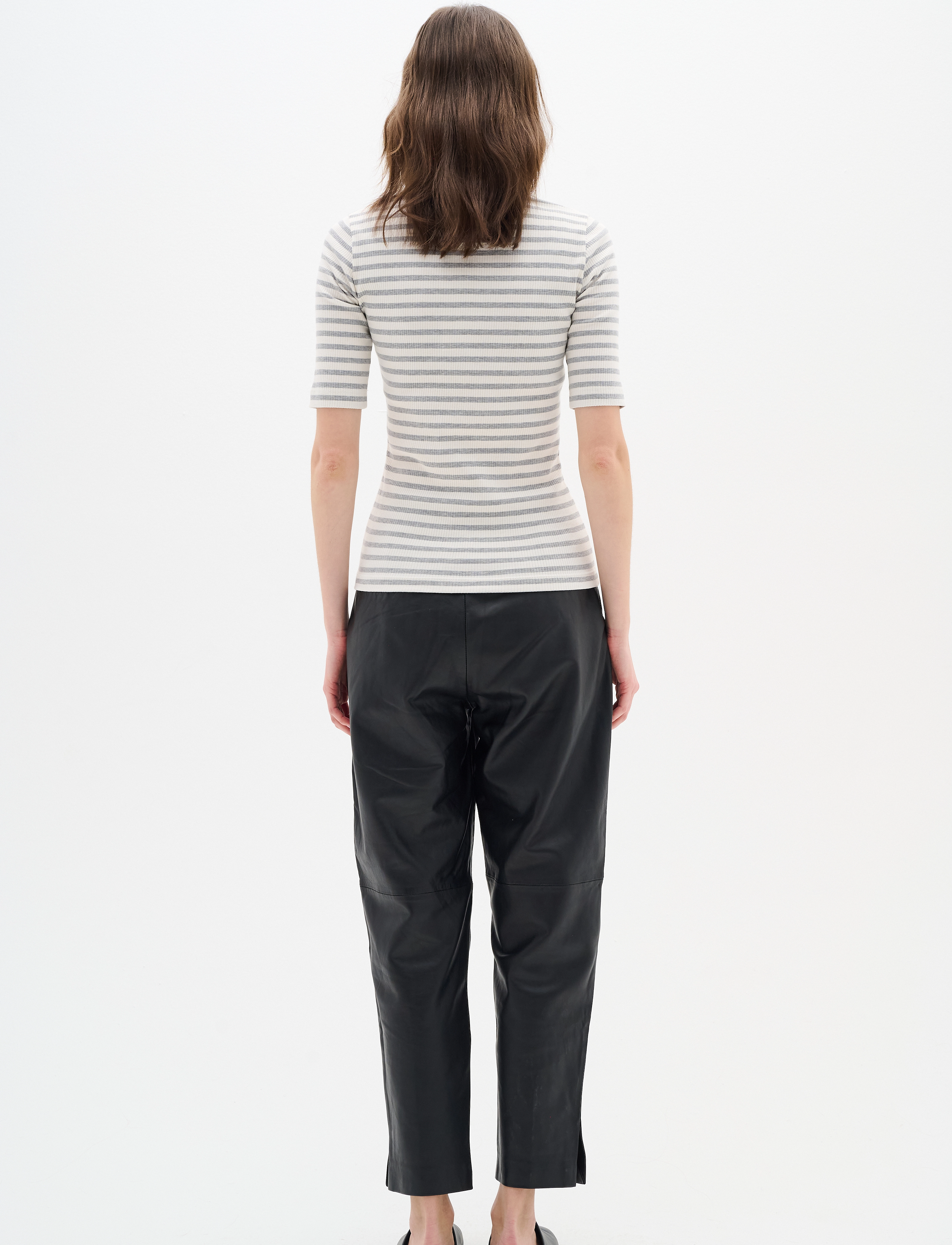 InWear - DagnaIW Striped V-neck MIX SS - laveste priser - medium grey/whisper white - 4