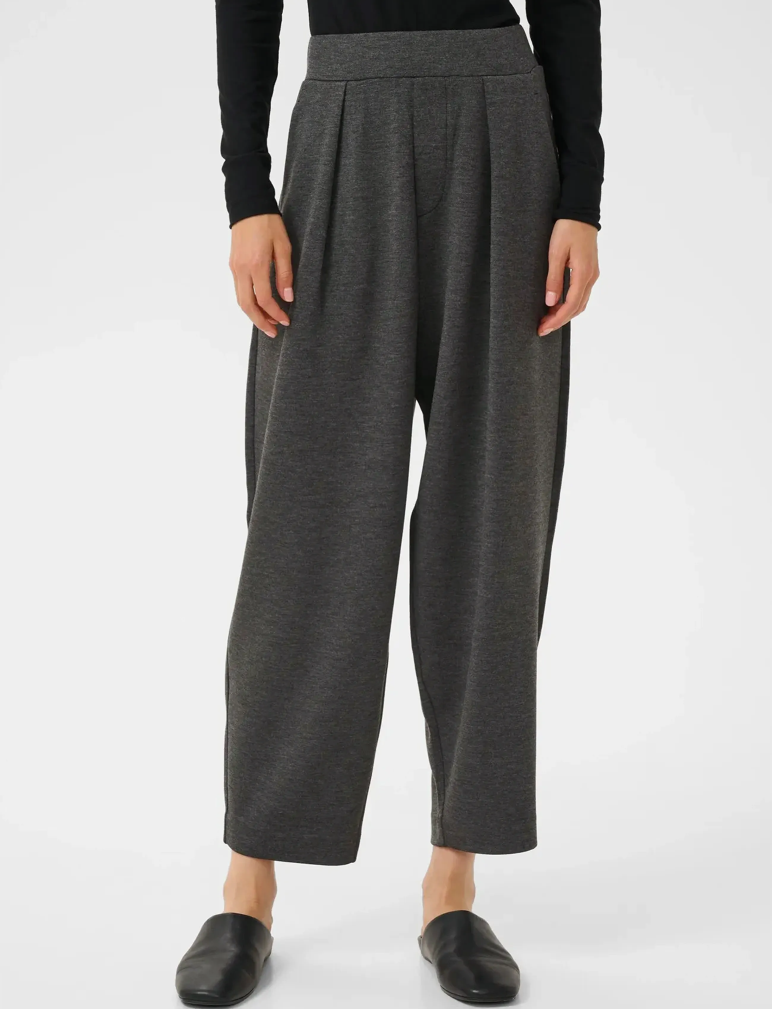 InWear - PannieIW Melange Pant - barrel püksid - dark grey melange - 1
