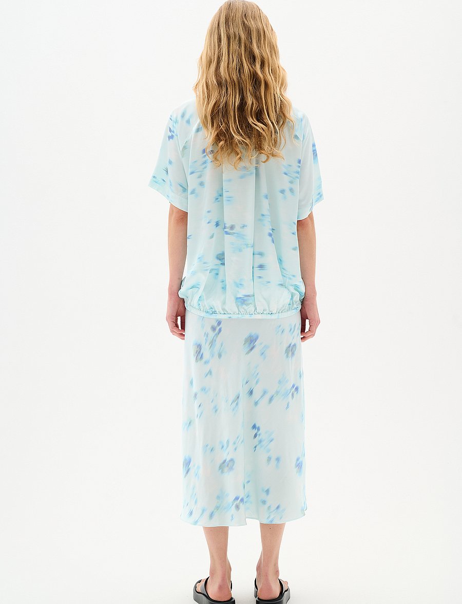 InWear - CassIW Blouse - lühikeste varrukatega pluusid - dusty aqua mysterious flower - 4