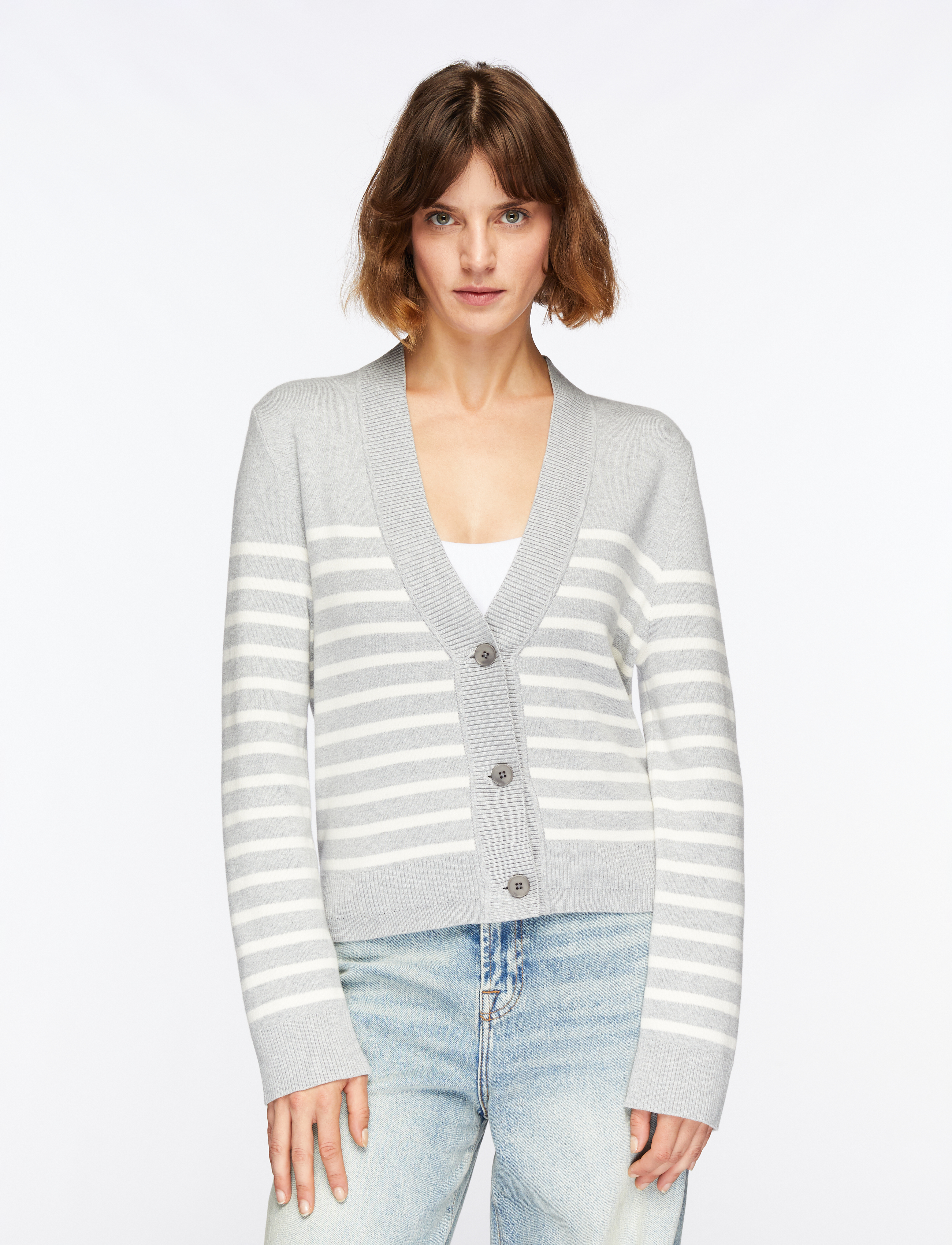 InWear WallisIW Cardigan - Strickmode - GRANITE MELANGE STRIPE / grey