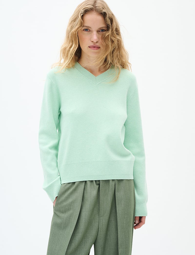 InWear - WallisIW V-neck Pullover - pullover - dusty aqua melange - 0