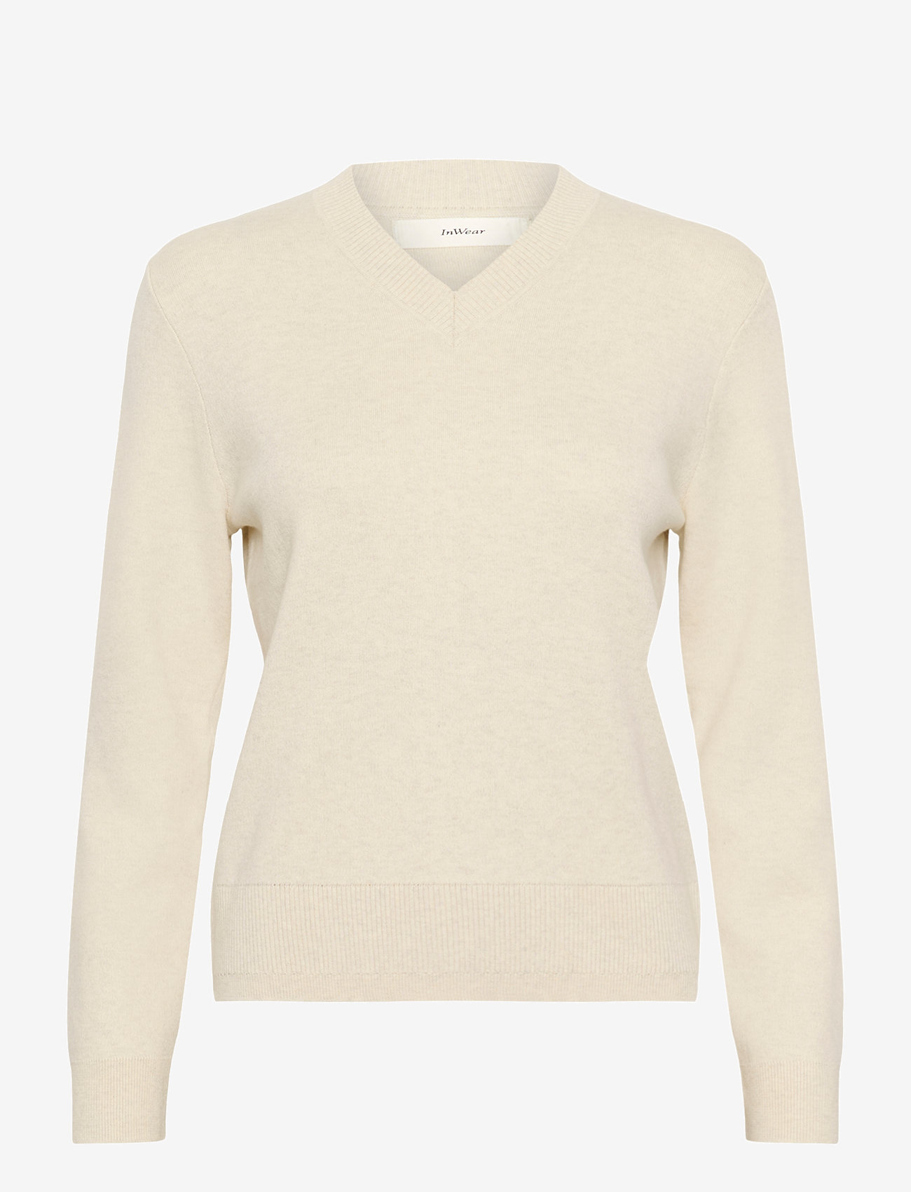InWear - WallisIW V-neck Pullover - stickade tröjor - whisper white melange - 1