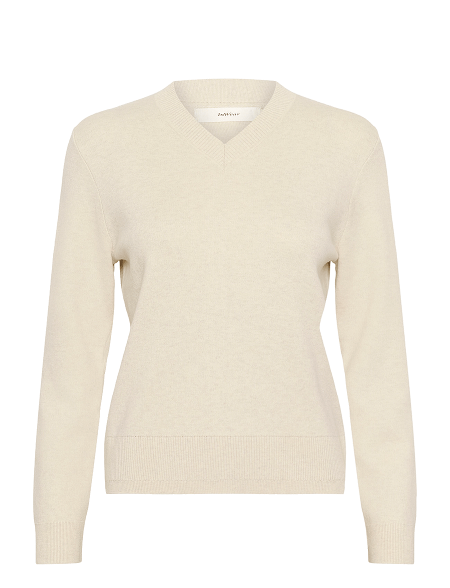 InWear - WallisIW V-neck Pullover - striktrøjer - whisper white melange - 1