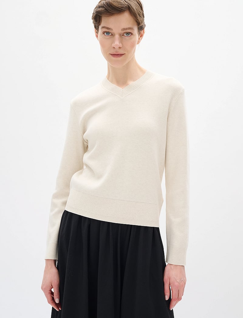 InWear - WallisIW V-neck Pullover - stickade tröjor - whisper white melange - 5