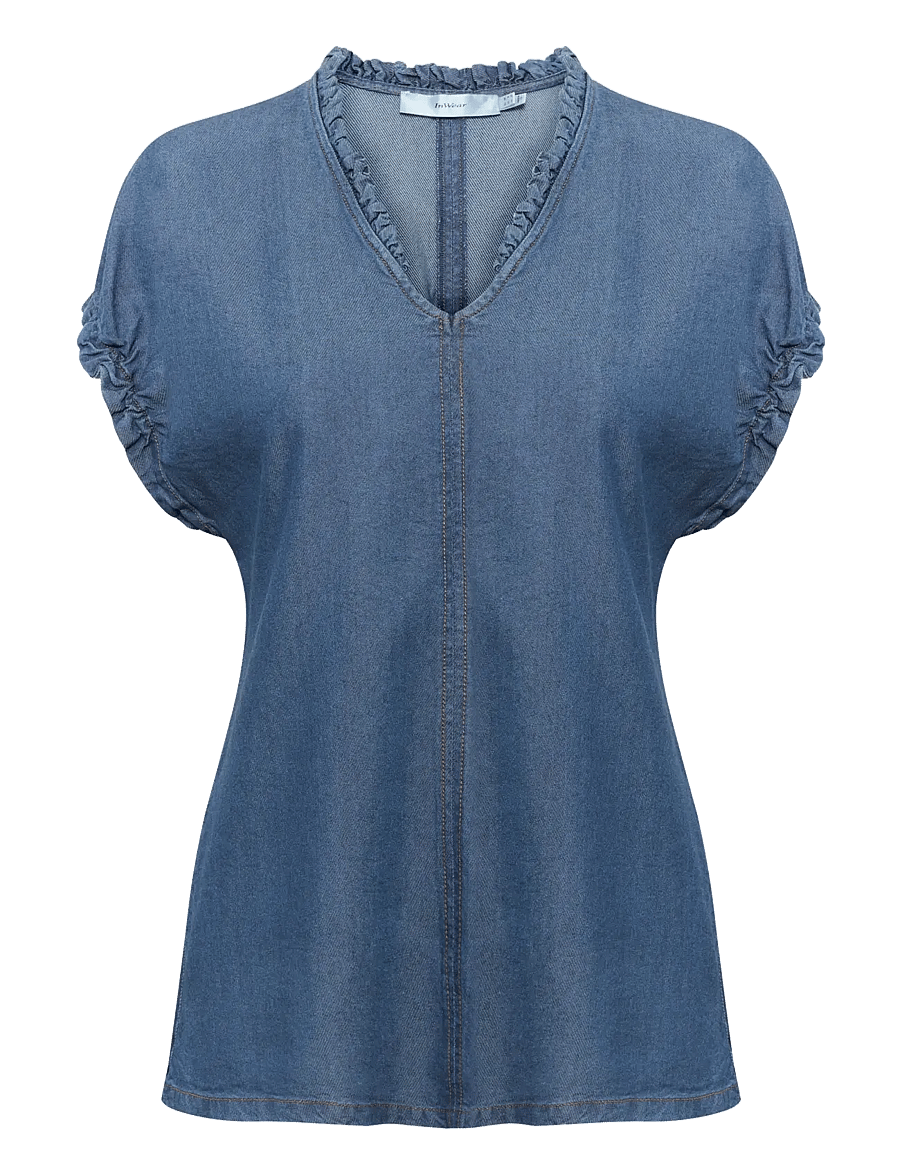 InWear - RachelIW Top - kurzärmelige blusen - medium blue - 1