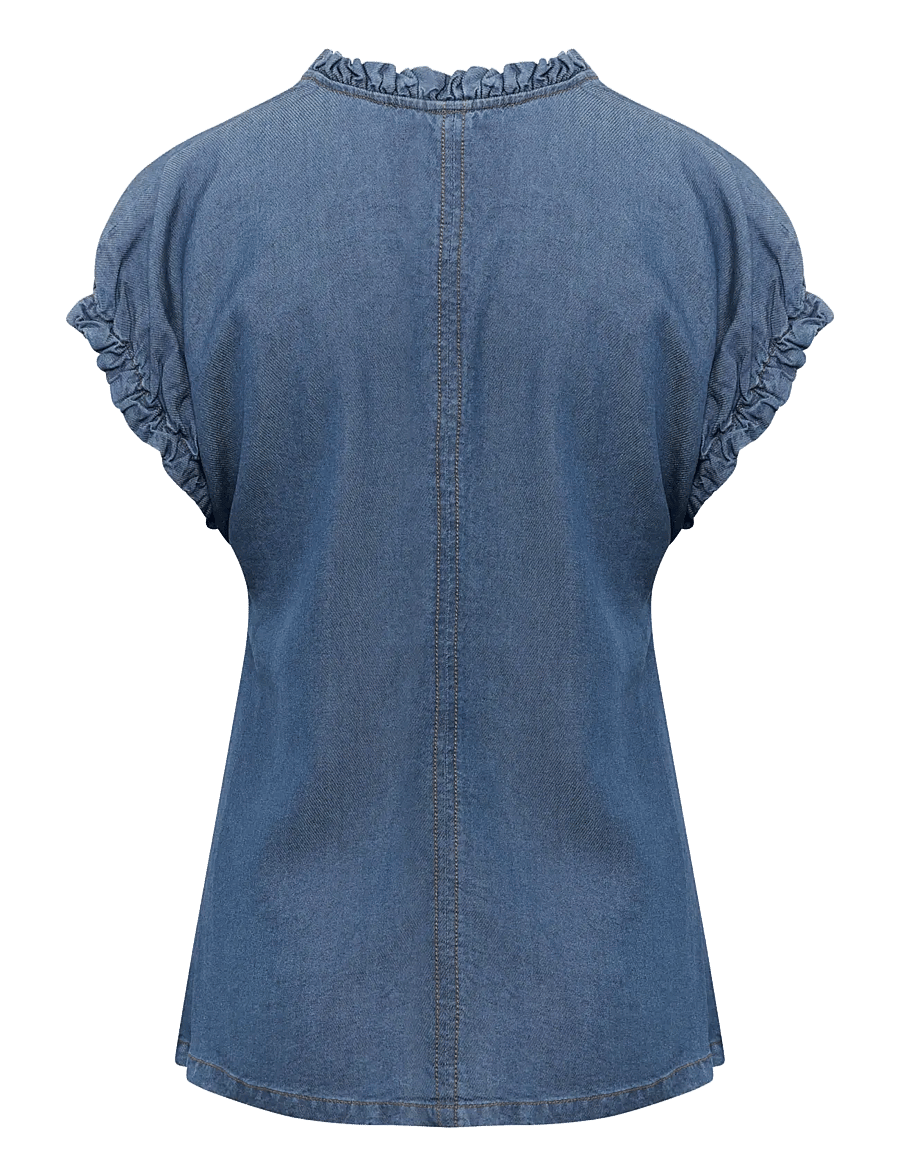 InWear - RachelIW Top - kurzärmelige blusen - medium blue - 2