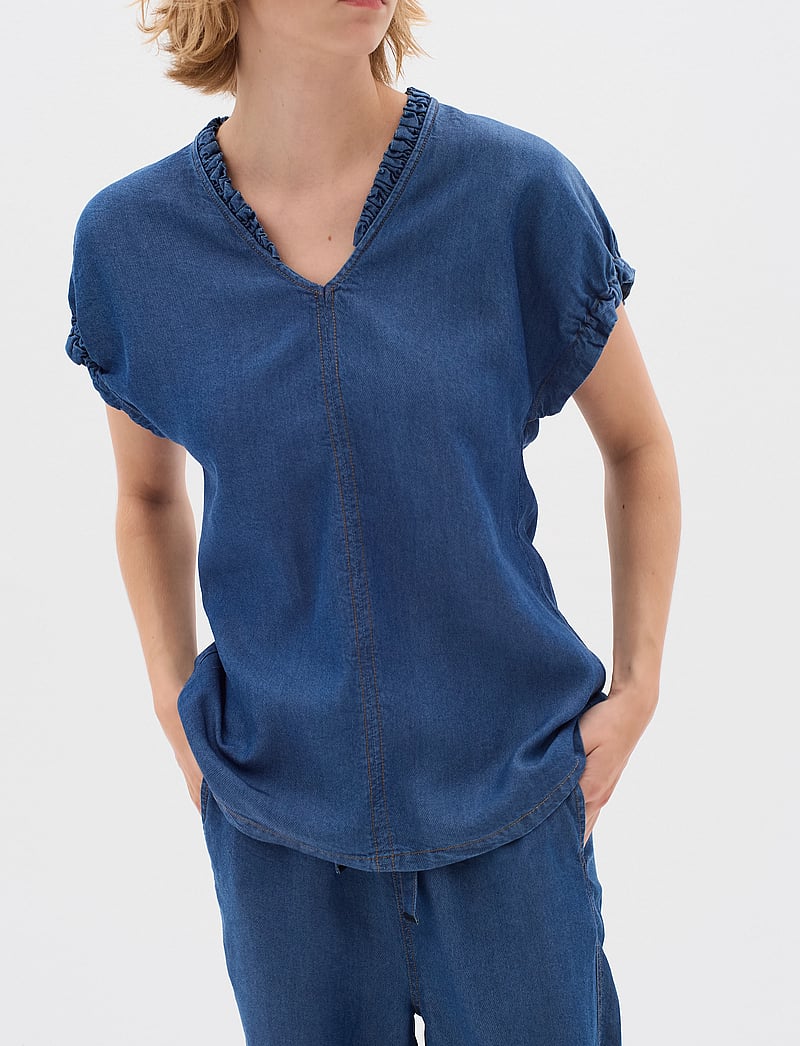 InWear - RachelIW Top - kurzämlige blusen - medium blue - 0