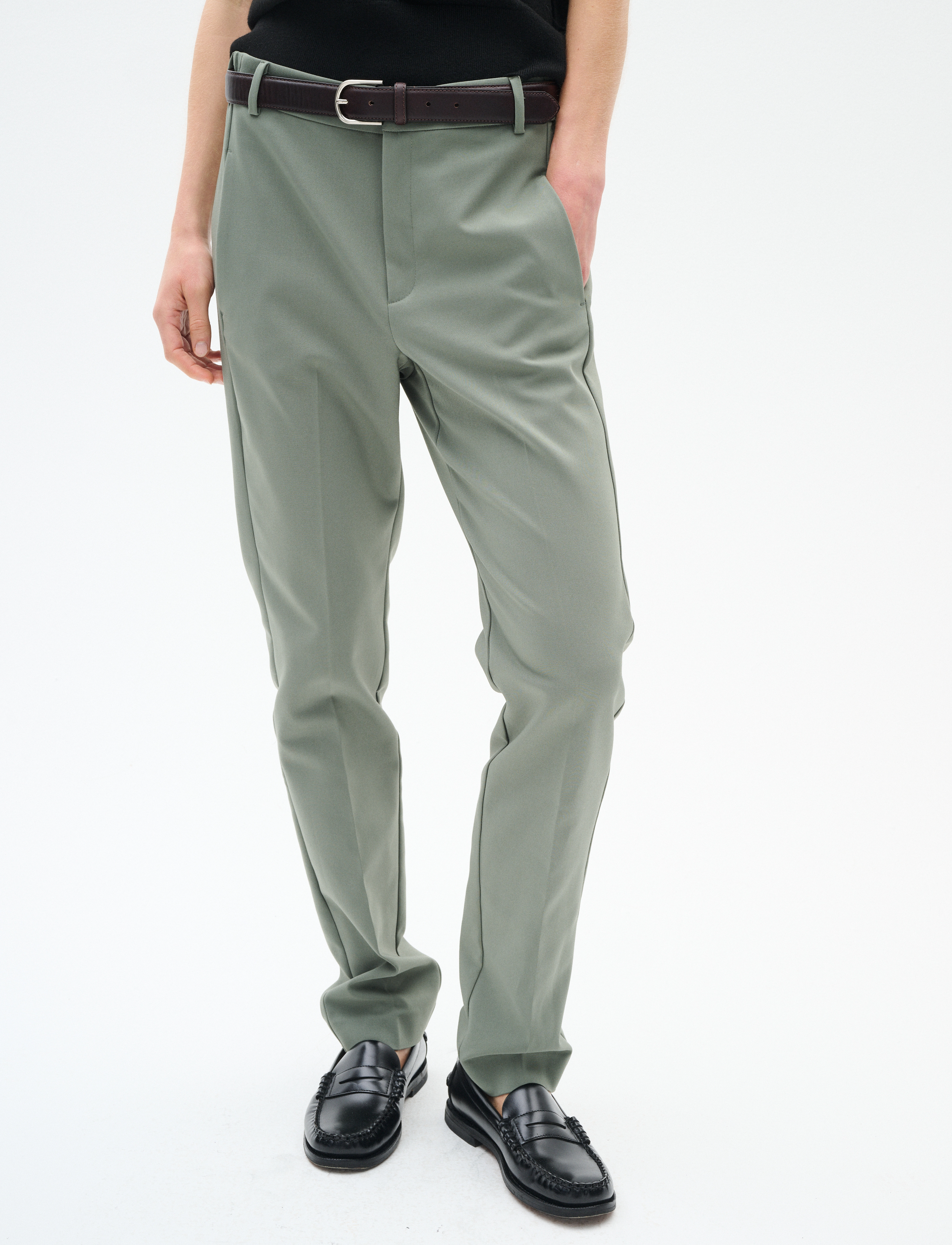 InWear ZellaIW Flat Long Beltloops - Püksid - AGAVE GREEN / khaki/green