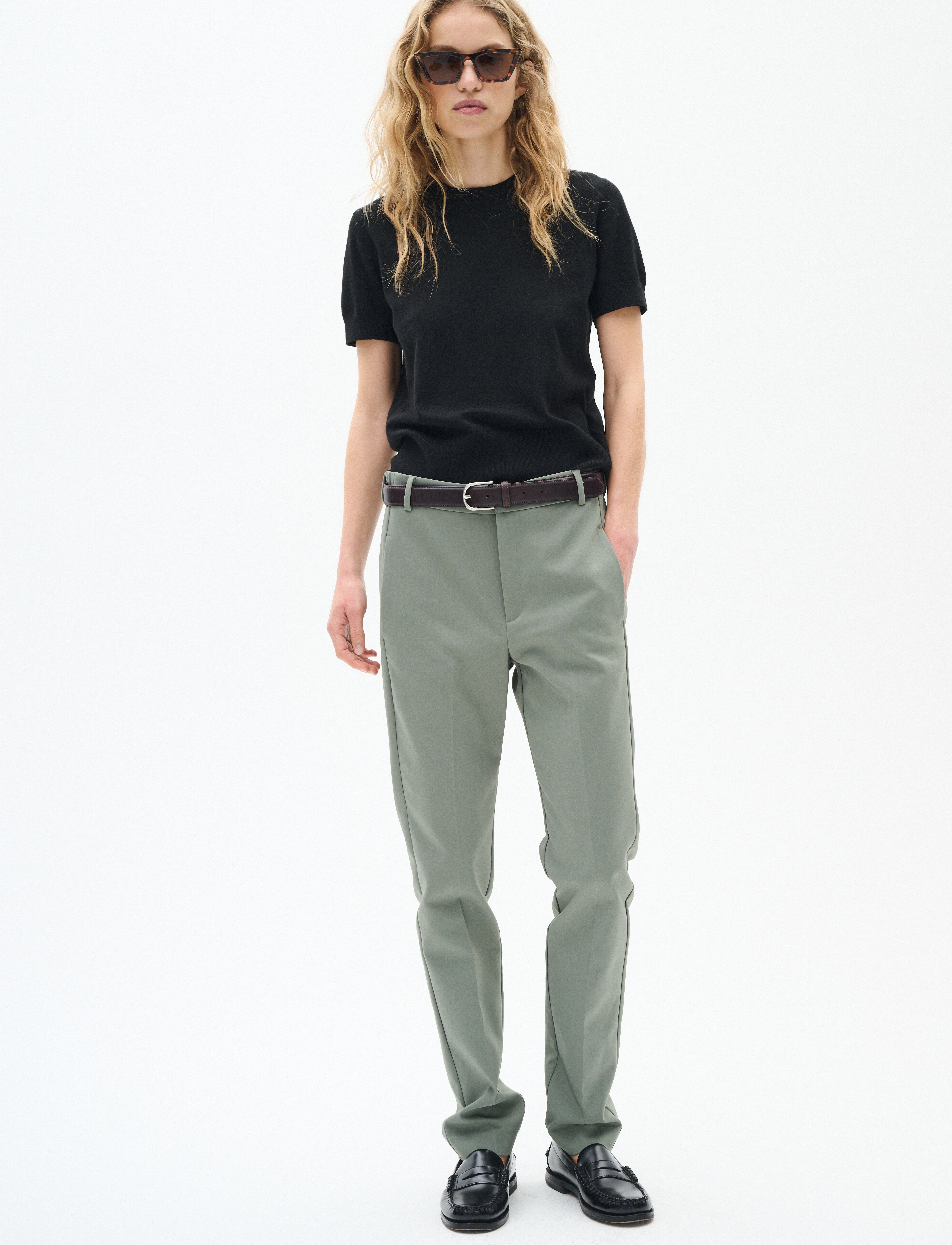 InWear - ZellaIW Flat Long Beltloops - habitbukser - agave green - 3