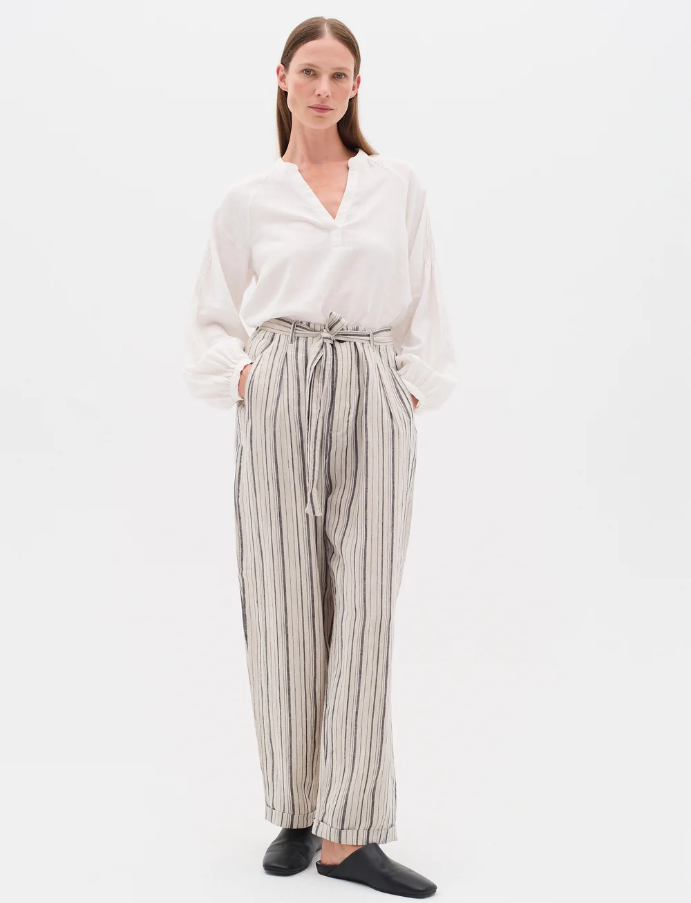 InWear - RigittaIW Pants - linnebyxor - black stripe - 3