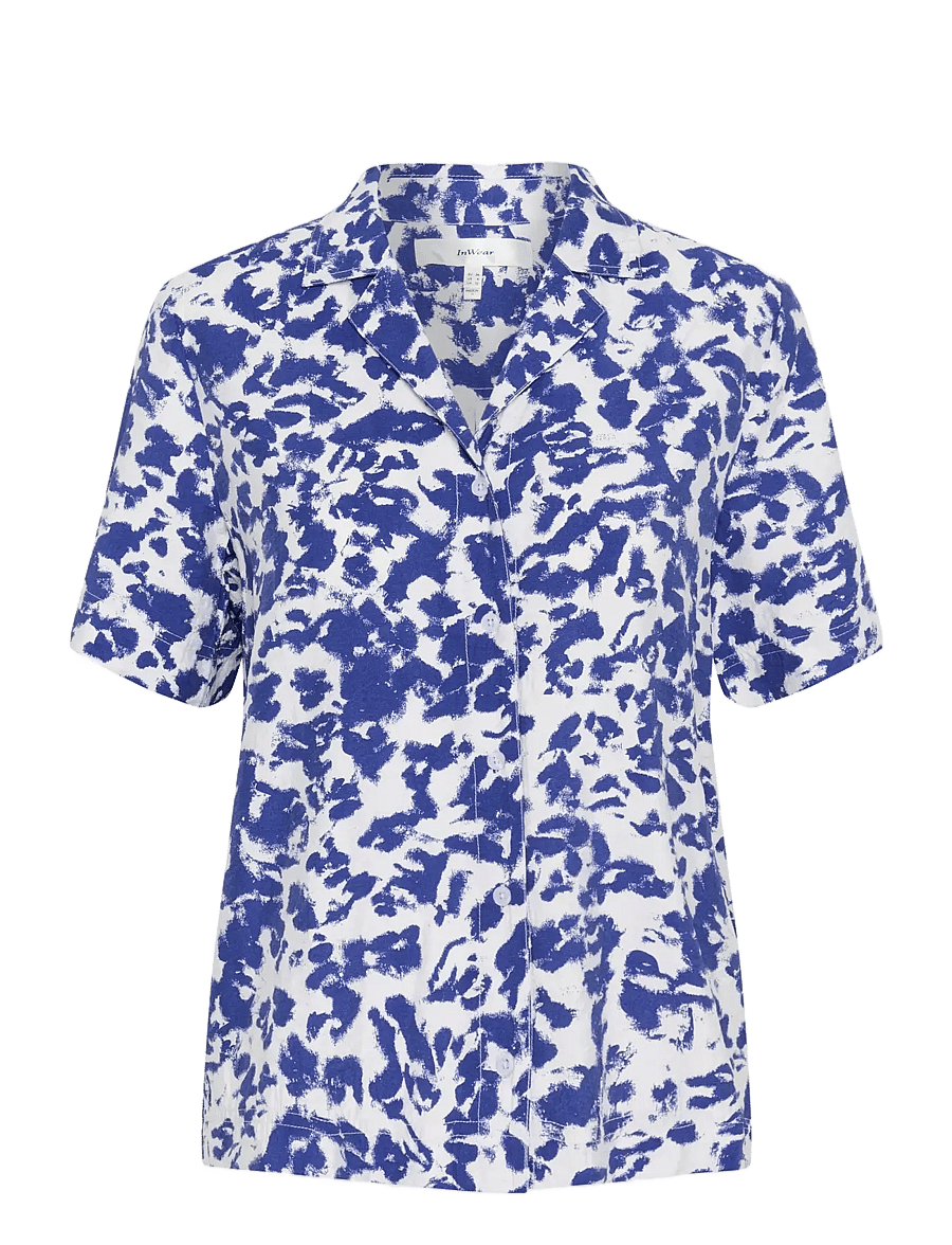 InWear - FayeIW Shirt - kortærmede skjorter - artistic shadow blue - 1