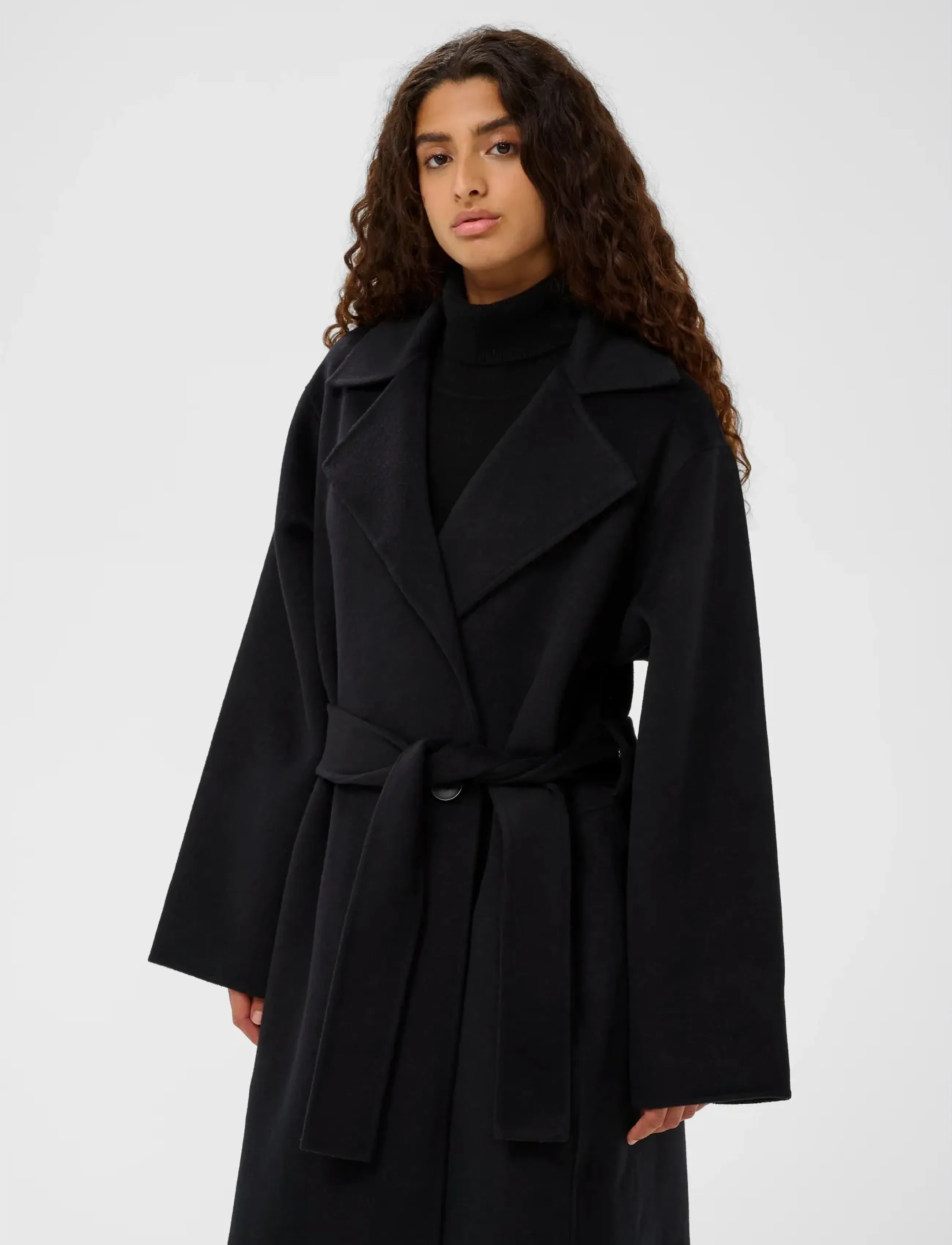 InWear Yillaiw Long Coat, 44, Black, Frakker > Uldfrakker, Dame