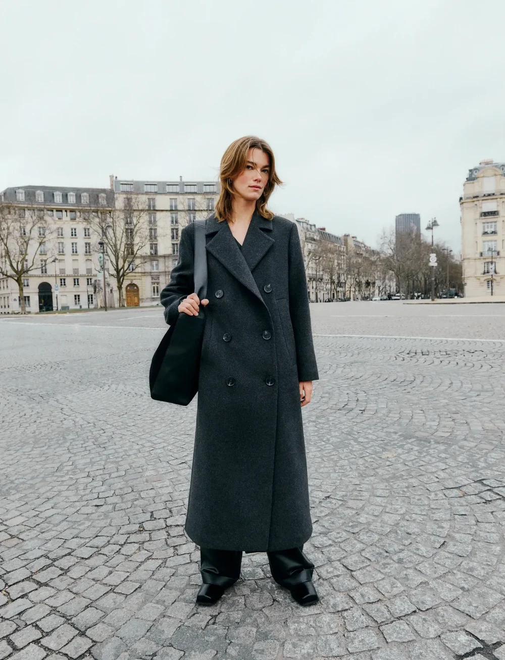 InWear - YunahIW Long Coat - ullkappor - dark grey melange - 0