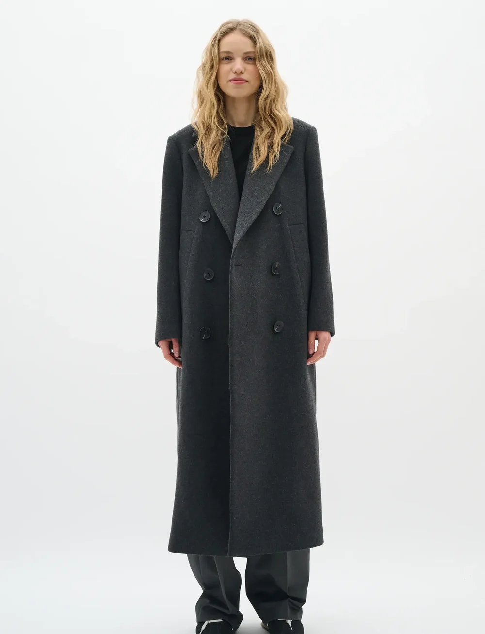 InWear - YunahIW Long Coat - ullkappor - dark grey melange - 3