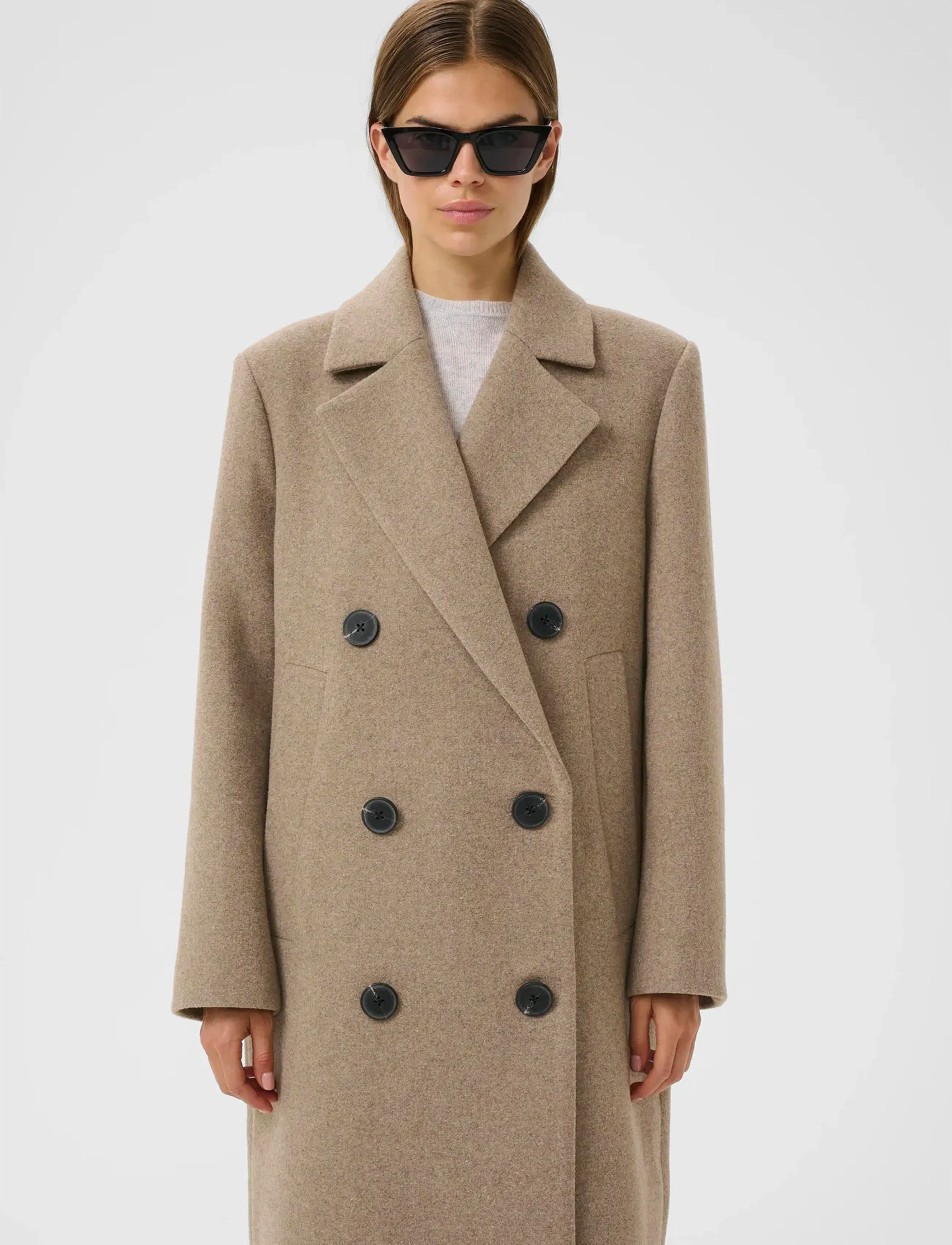 InWear Yunahiw Long Coat, 42, Brown, Frakker > Uldfrakker, Dame