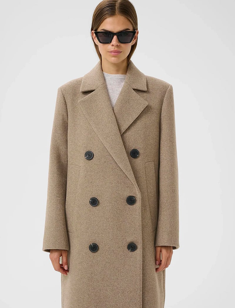 InWear - YunahIW Long Coat - vinterjackor - sandy grey melange - 0