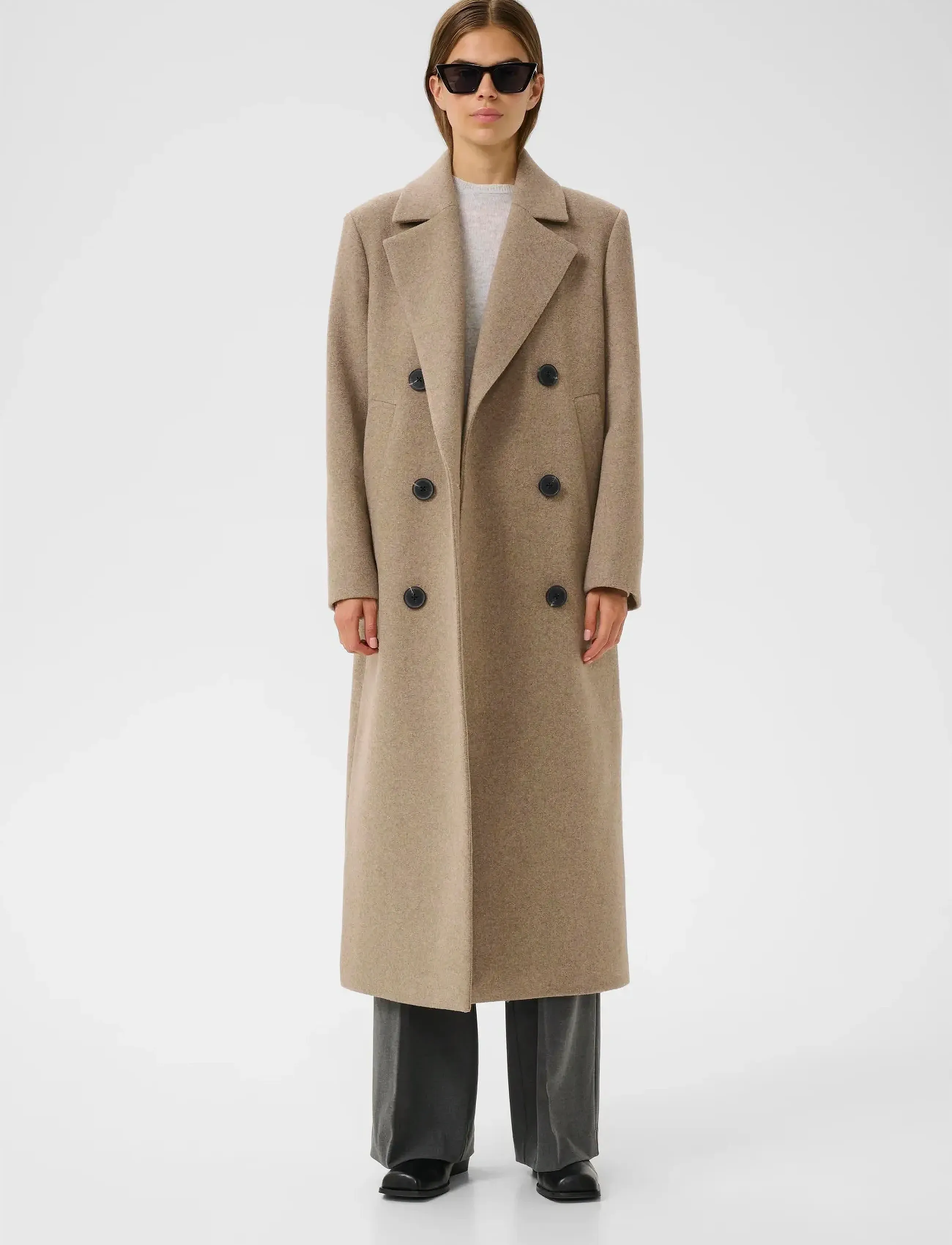 InWear - YunahIW Long Coat - winter jackets - sandy grey melange - 3