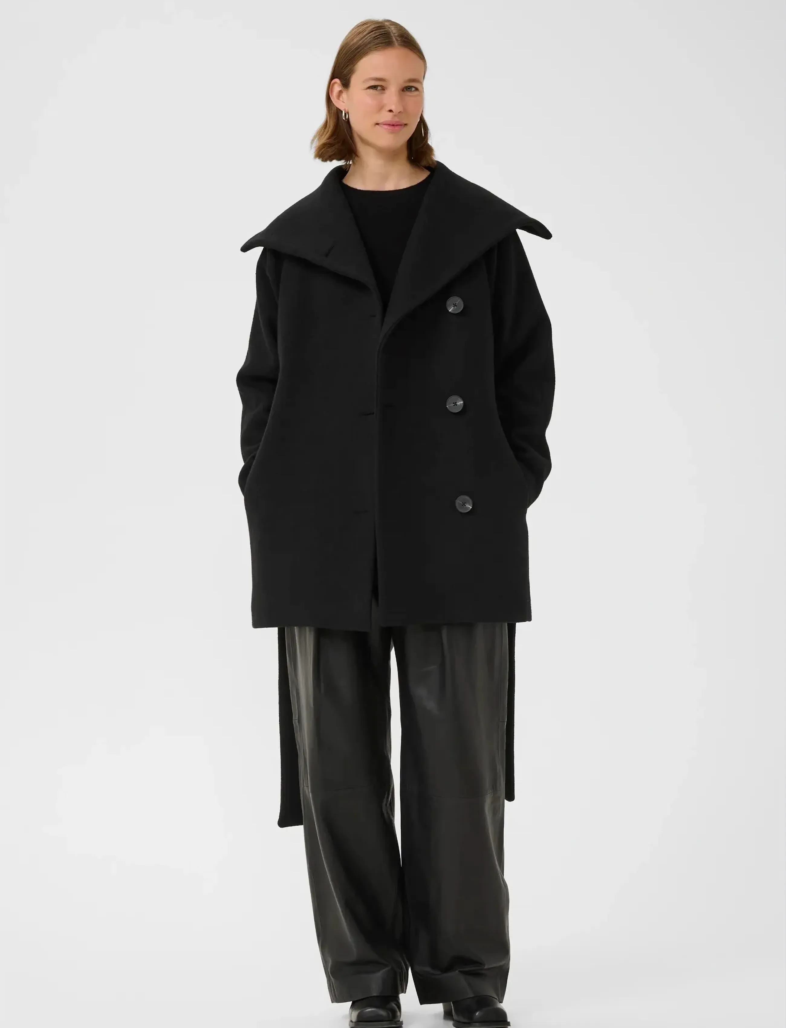InWear - YunahIW Collar Coat - winter jackets - black - 3