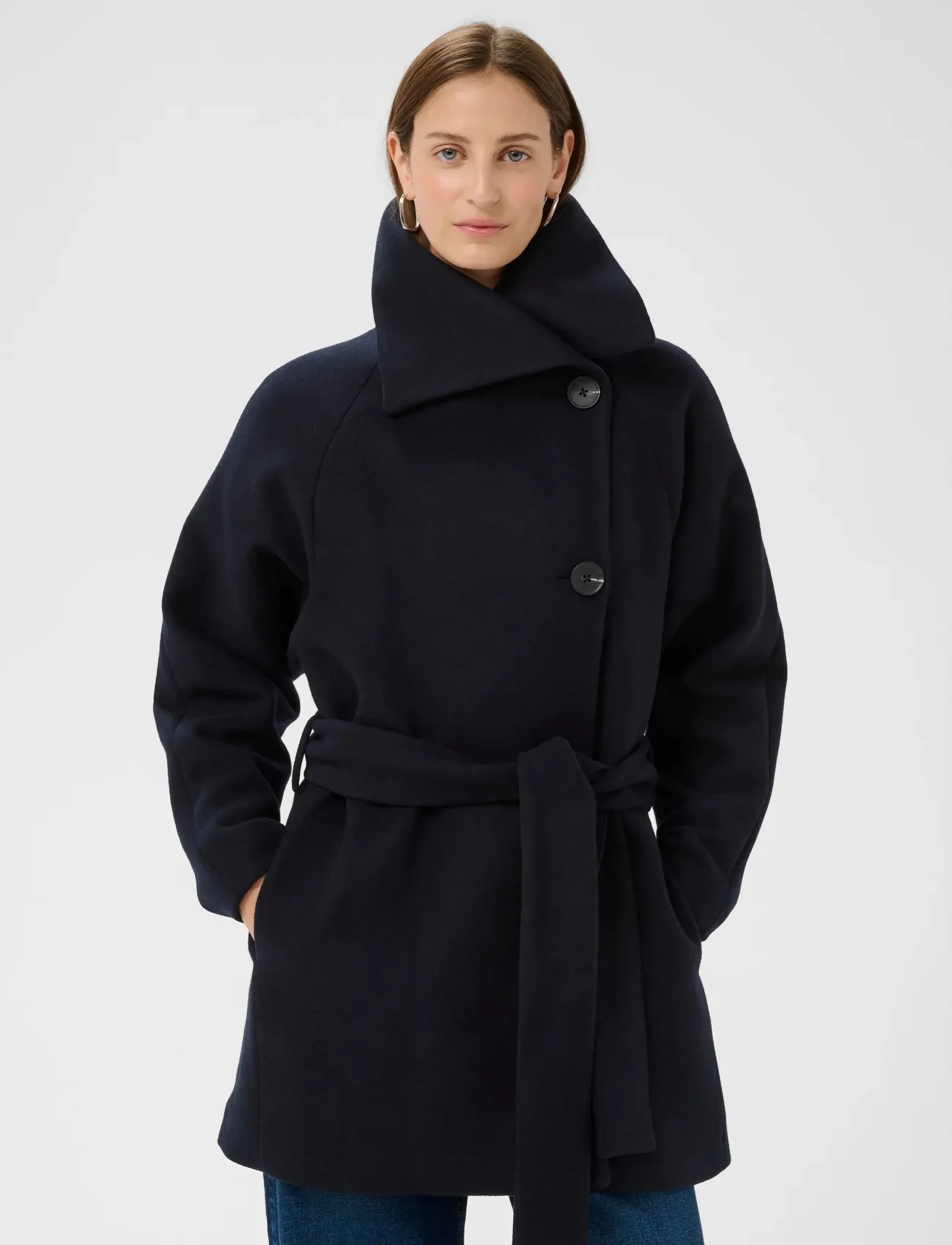 InWear Yunahiw Collar Coat, 44, Black, Frakker > Uldfrakker, Dame