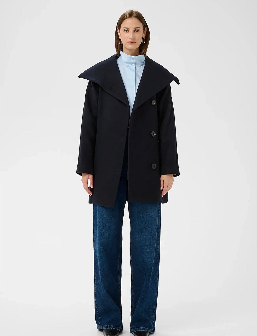InWear - YunahIW Collar Coat - vinterjakker - marine blue - 3