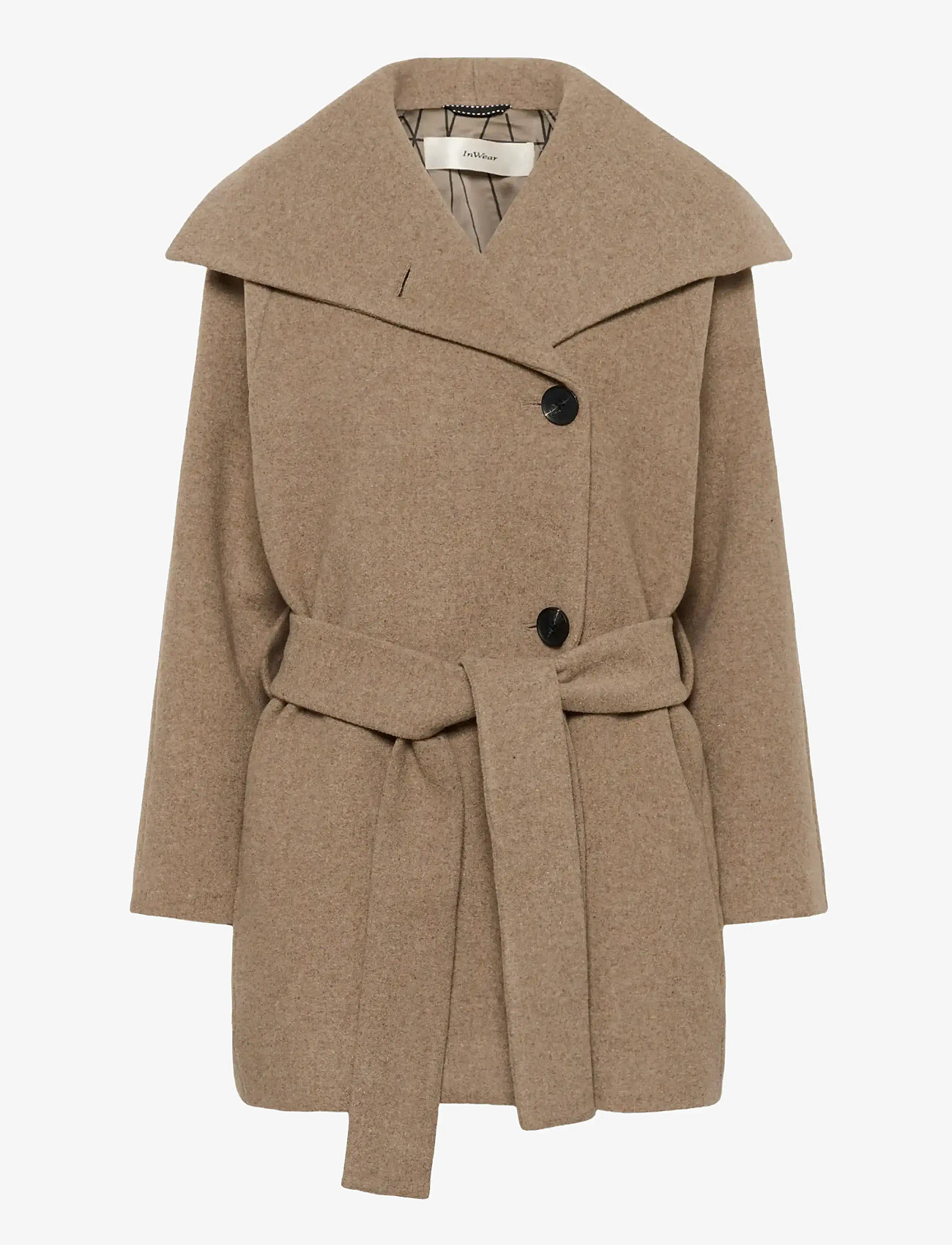 InWear - YunahIW Collar Coat - uldfrakker - sandy grey melange - 1